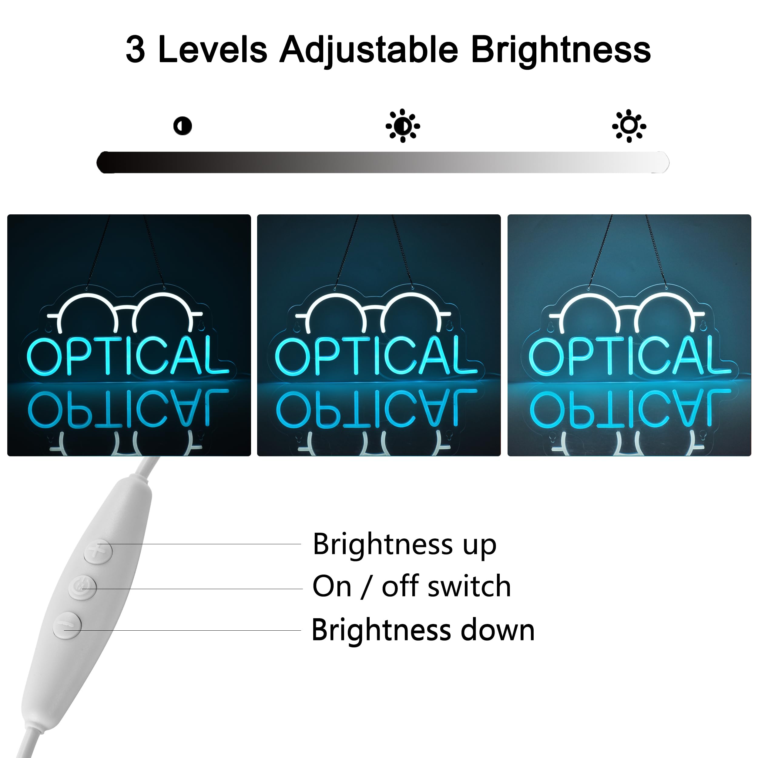 Jomobuty Optical Neon Sign For Wall Decor Led Light Up Sign Eyeglass Store OpticianS Store Eye Exams Optometry Business Signage Grand Opening Gift 16.5 X 7.5