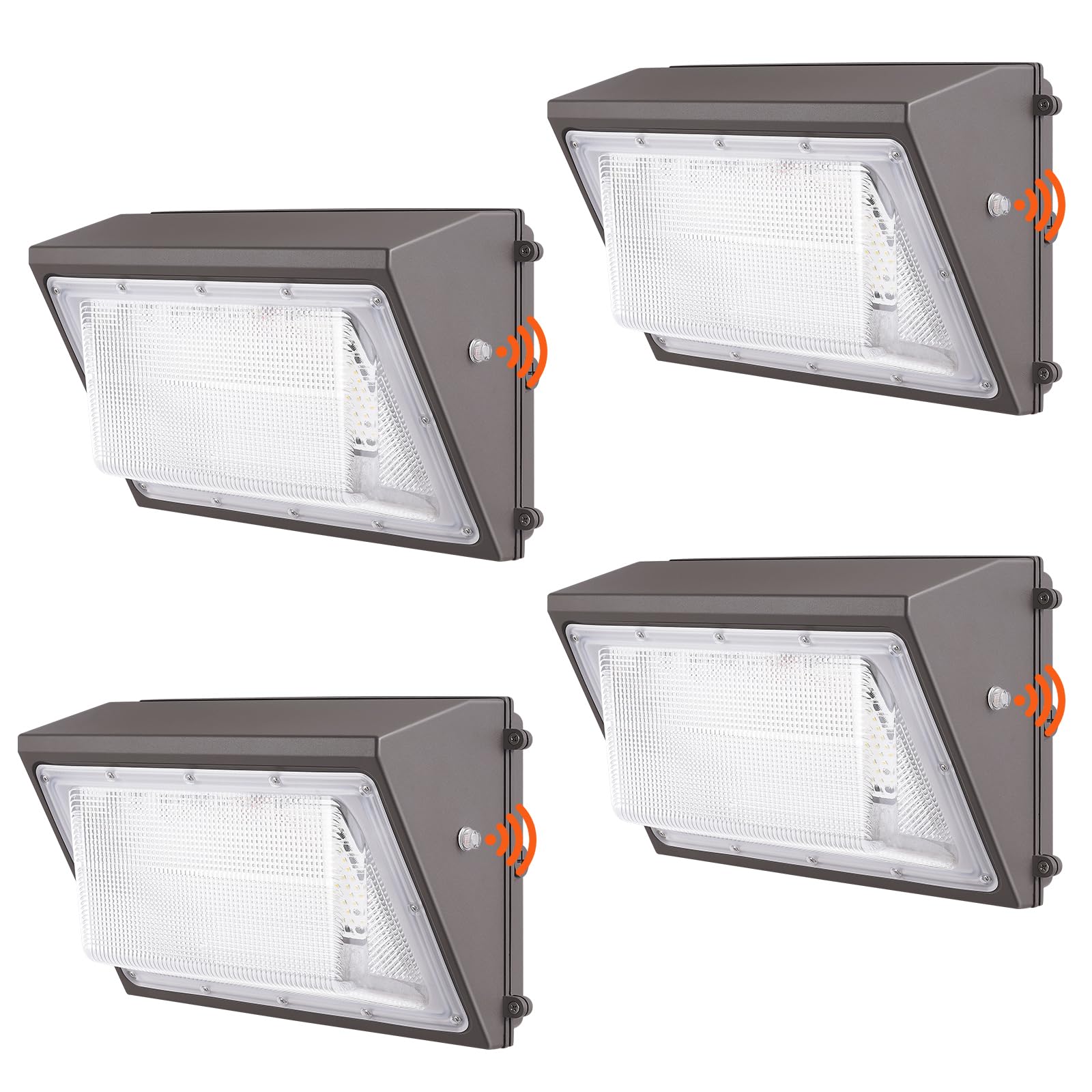 VEVOR 4PCs LED Wall Pack Lights, 120W 11000LM, 5000K Commercial Outdoor Lights Security Lighting Fixture, with Intelligent Light Sensing 240 LED Beads Energy Saving for Garages Yards, IP65 Waterproof