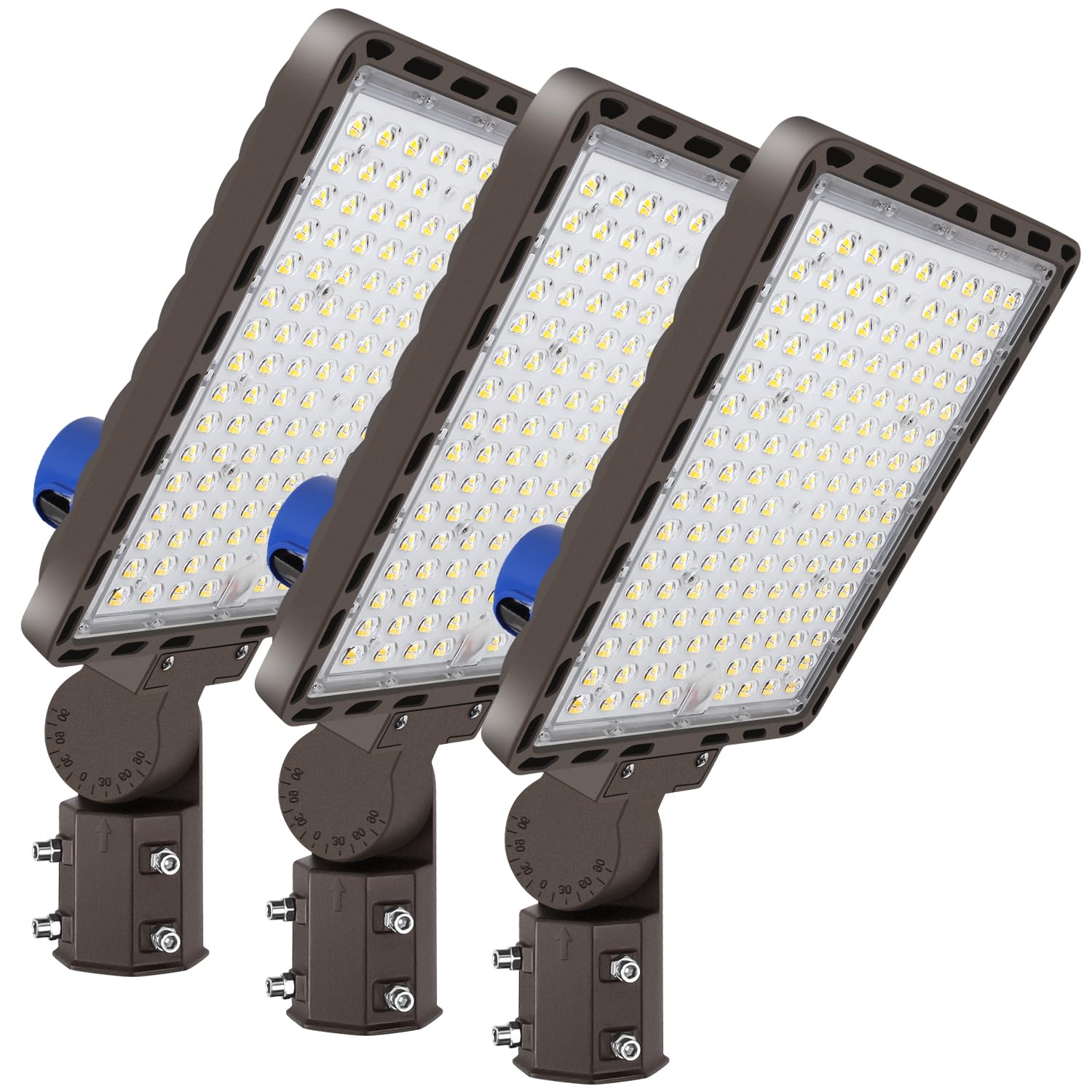 Ledmo 350W Led Parking Lot Light Adjustable Slip Fit Mount Led Parking Lights Photocell Super Bright Waterproof Outdoor Street Commercial Area Lighting 52500Lm 3 Pack For Sport Yard Stadium
