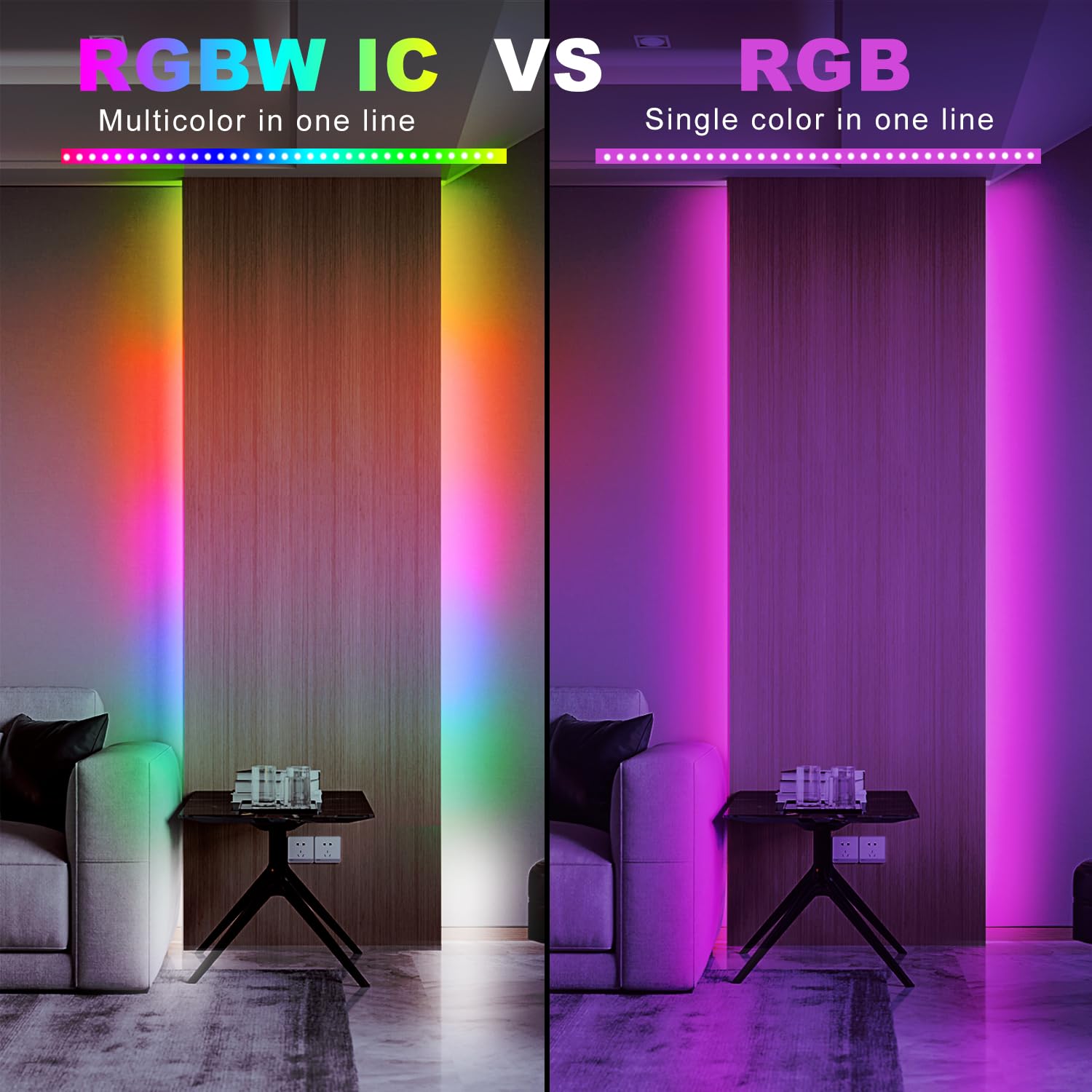 Daybetter Rgbw Ic Led Strip Lights, Smart Rgb+6500K White 4 Color In 1 Led Lights With Built-In Ic Chip, High Density(60 Leds Pe