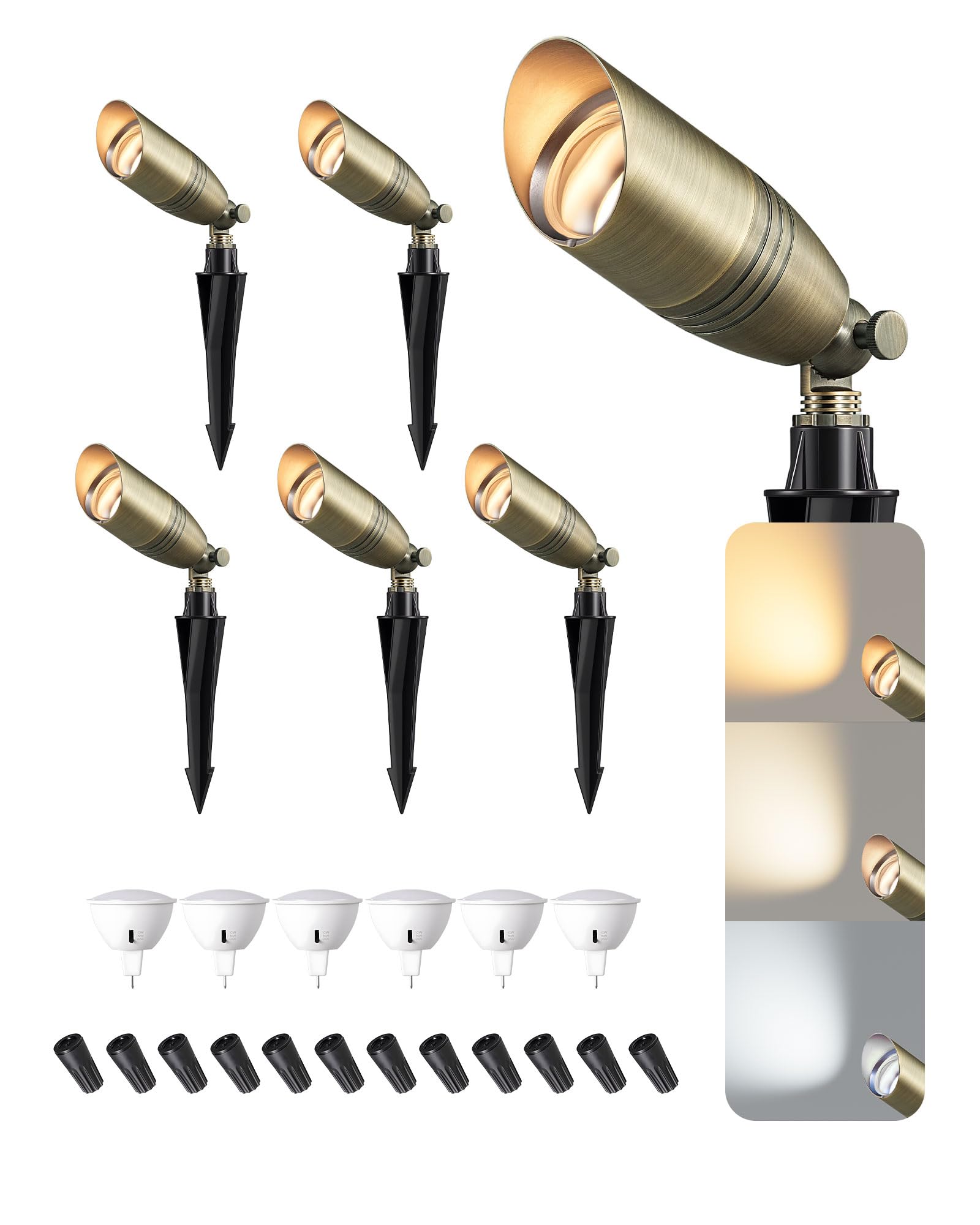 Edishine Solid Brass Landscape Spotlights Outdoor  3Cct Mr16 Bulb Included Bronze Heavy Duty Landscape Lighting  12V Low Voltage Led Landscape Lights  Outdoor Lighting For House Yard Lawn Tree  6 Pack