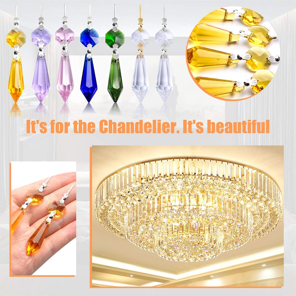 Bronagrand 20Pcs 38Mm Replacement Clear Chandelier Icicle Crystal Prisms Octogan Crystal Bead For Lamp Decoration