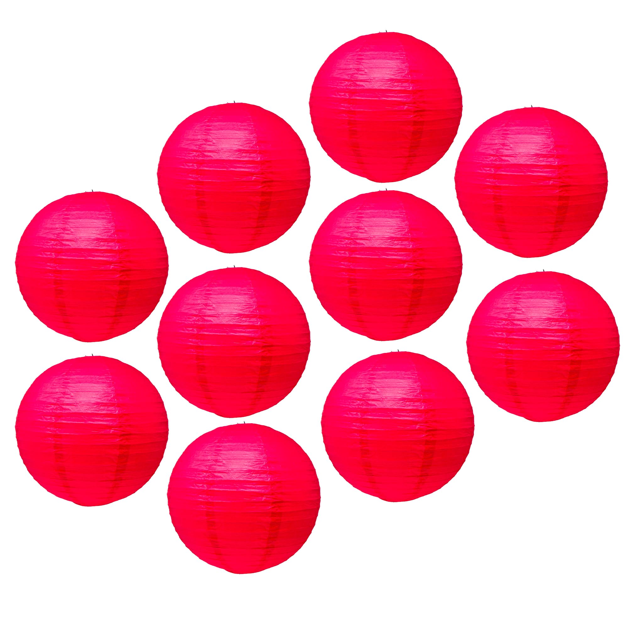 Mudra Crafts Paper Lanterns - 12 in Red Round Japanese Chinese Decorative Hanging Ceiling Lamp Shade