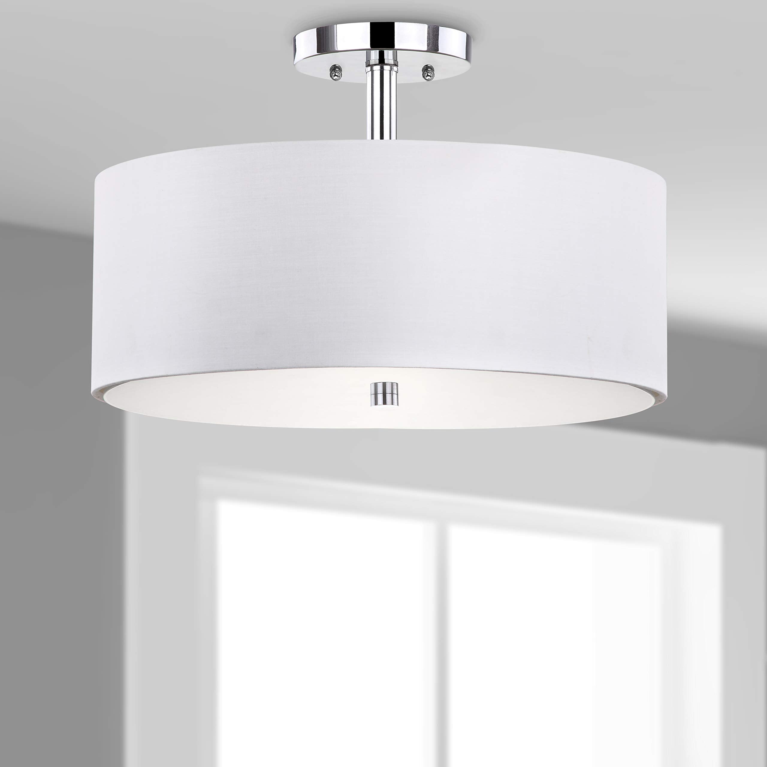 Safavieh Lighting Collection Clara Chrome 16-Inch Diameter Semi Flush Mount Ceiling Light Fixture (Led Bulbs Included)