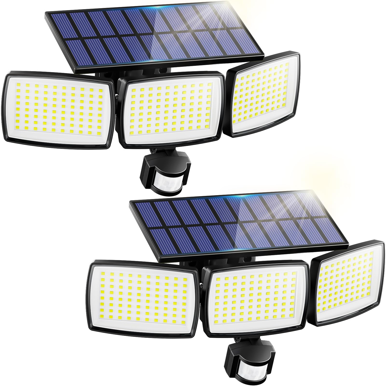 AIXPI Solar Lights Outdoor 240 LED Motion Sensor Flood Lights IP65 Waterproof 2Pack Black