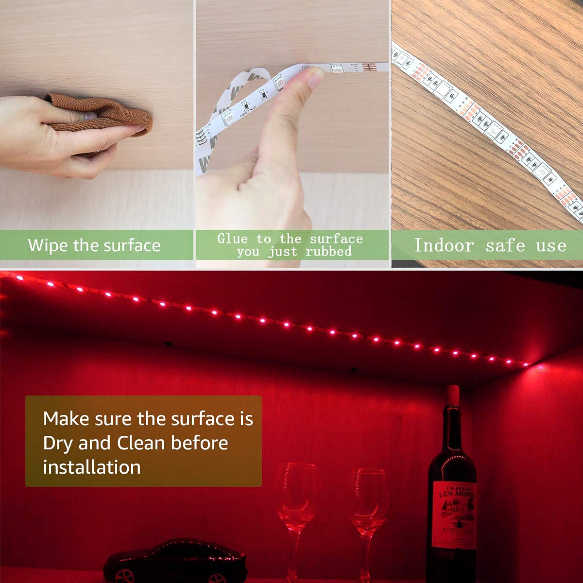 lawnko LED Strip Lights, 2m Battery Powered with 24-Key Remote, Multicolor for Party & DIY Decoration