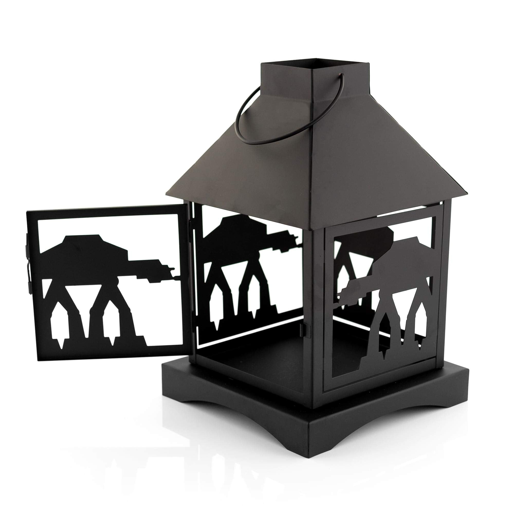 Seven20 Star Wars Stamped Lantern | Black Die-Cut Imperial At-At Walker | Indoor & Outdoor Use | Short Frame - 12 Inches Tall