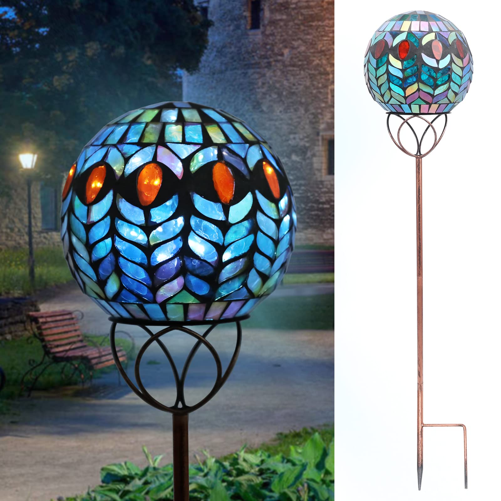 Vcuteka Colorful Glass Solar Garden Lights - Waterproof Led Pathway Stake Light For Outdoor Decor