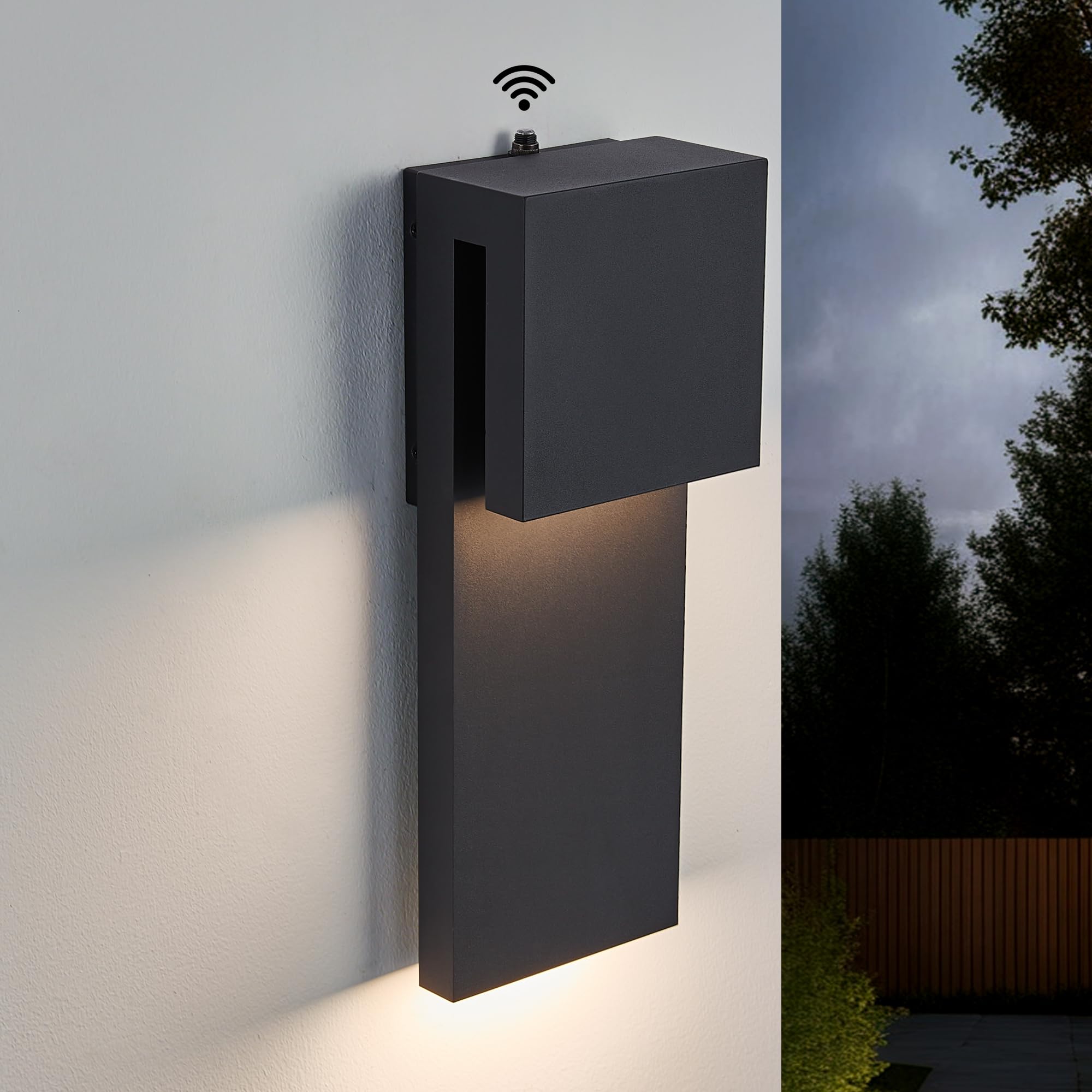 Tarentlight Dusk To Dawn Outdoor Lighting Fixture Wall Mount Modern Integrated Led 2-Light 17W  Exterior Sensor Front Porch Light Textured Black Anti Rust Outside Wall Lights For House Doorway Garage