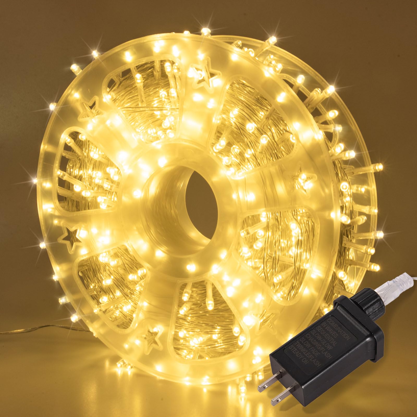 Etinga 500 LED String Lights 165ft Warm White, Plug in Fairy Lights with 8 Lighting Modes, Indoor Outdoor Christmas Lights for B