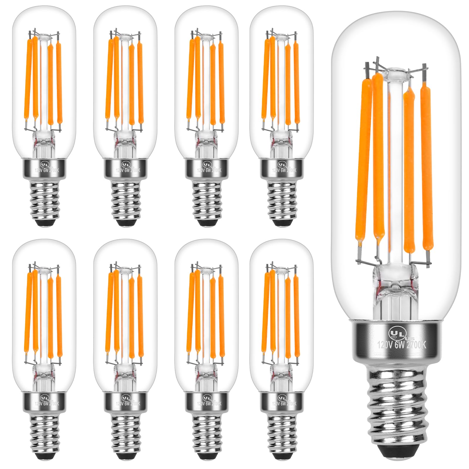 Porbench E12 LED Bulb 6W Dimmable 2700K Warm White Glass 8 Pack T6-2700K