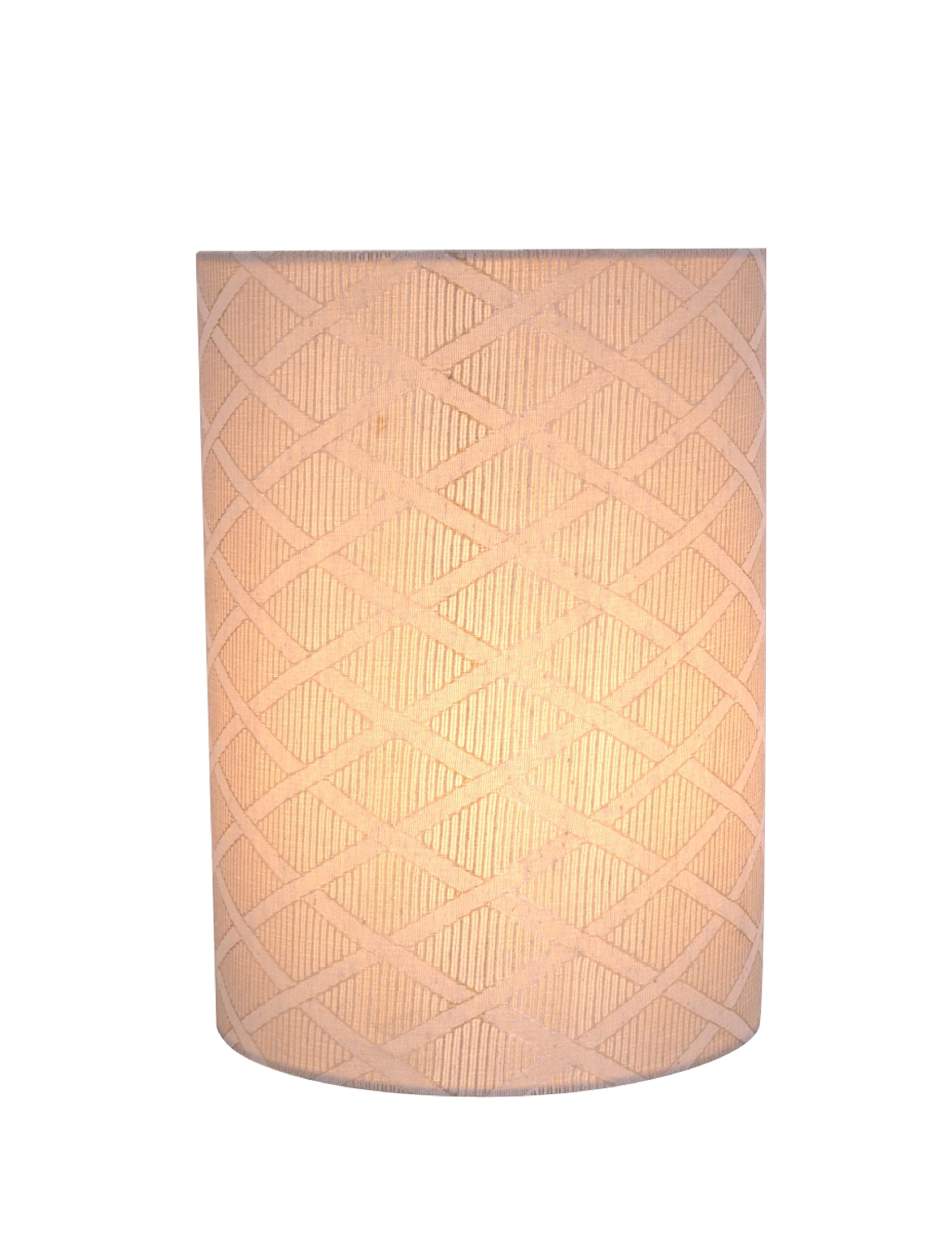Aspen Creative Drum Lamp Shade, Tan Jacquard Fabric, 8" Wide, Model 31262, Transitional Style