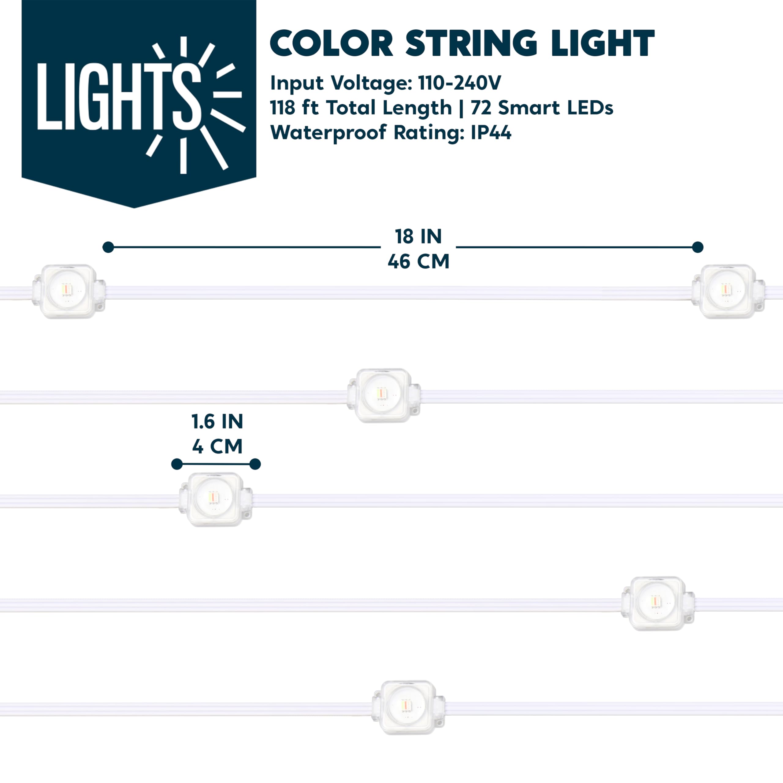 JOYIN Christmas Lights Outdoor, 118ft Multicolor LED Strip, Waterproof, App & Remote Control, Model GVLDIC24V72-T-IR-J95