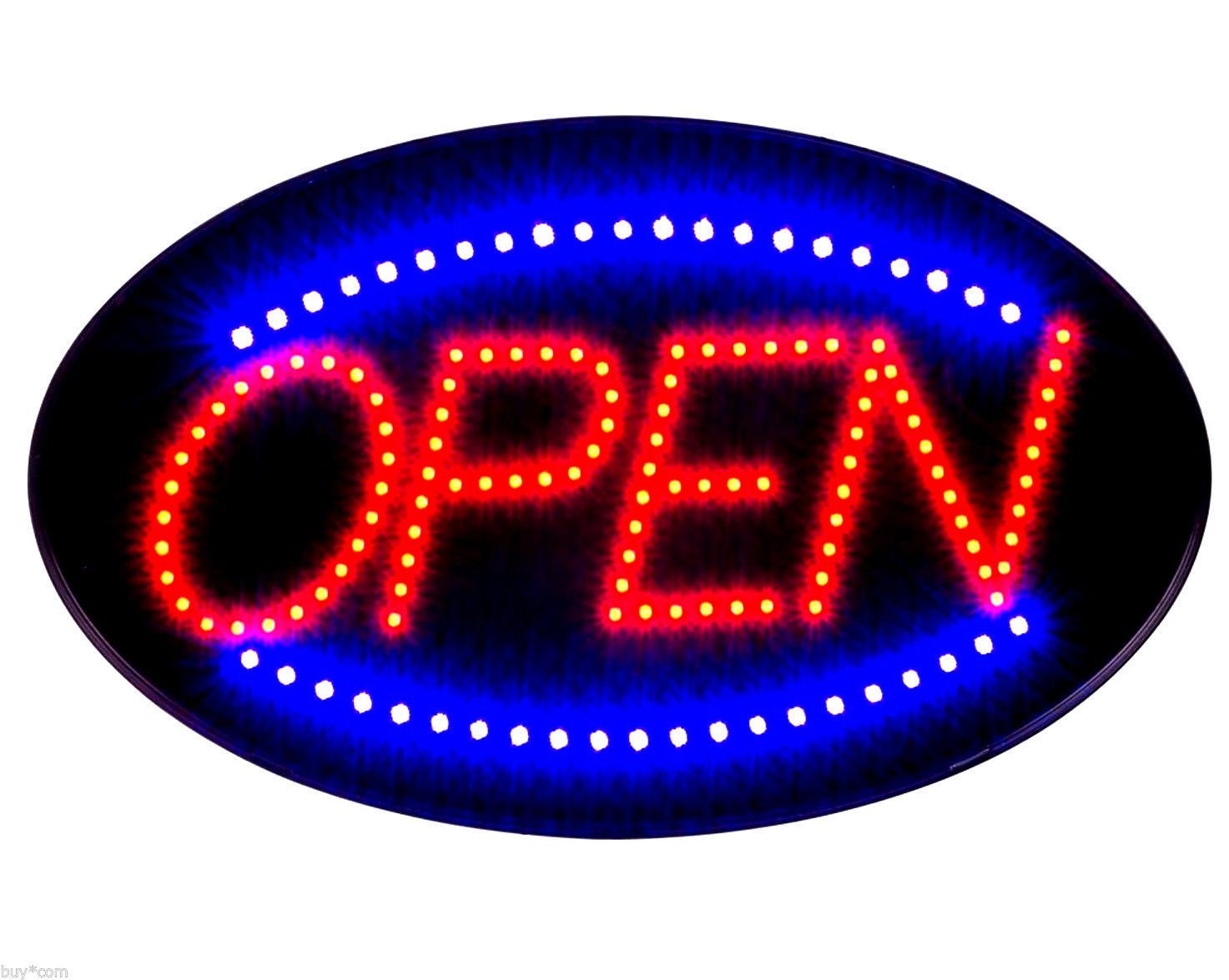 Jumbo 24 x 13 LED Neon Sign with Motion - Open (Red/Blue) B30