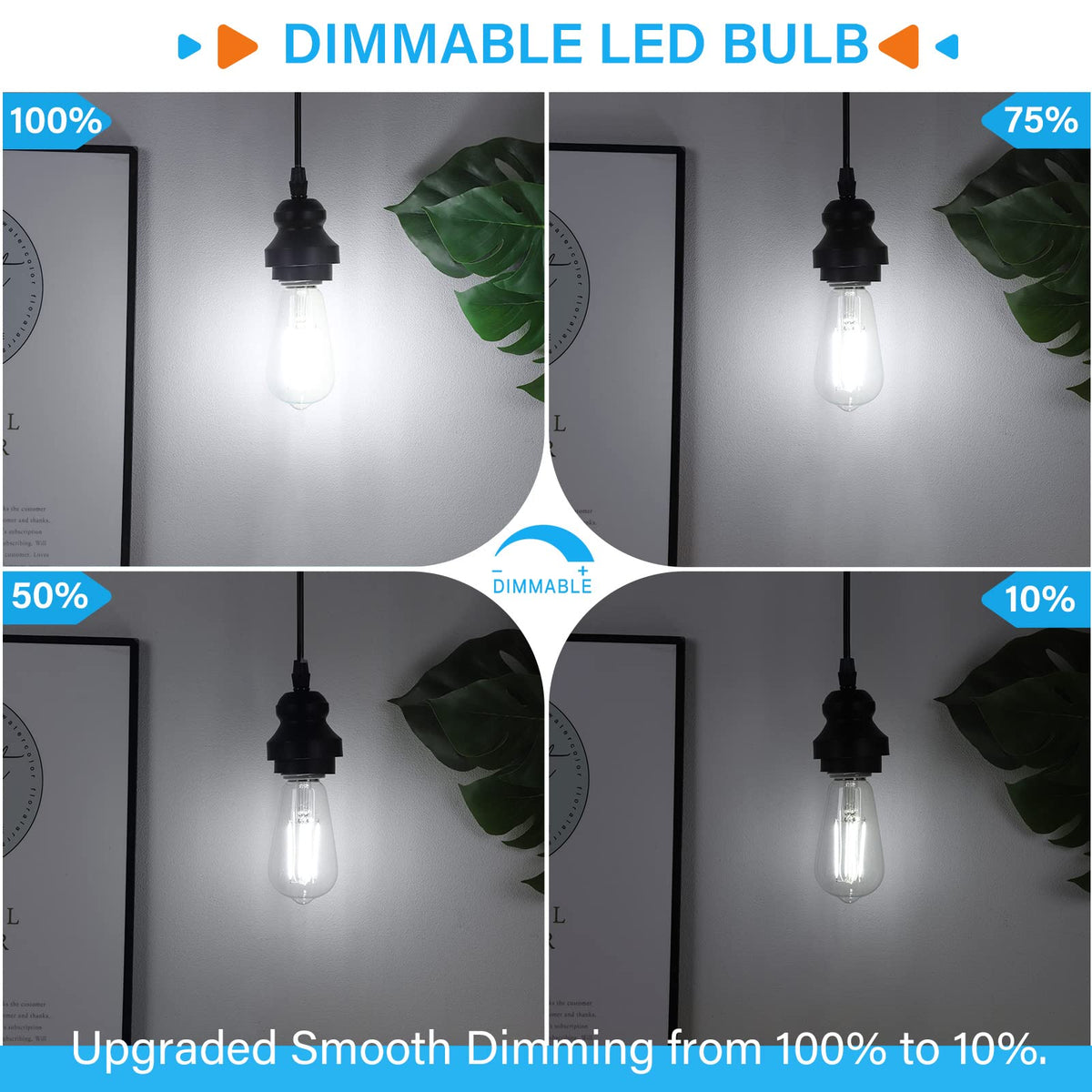 MAXvolador 20-Pack Vintage LED Edison Bulb Dimmable 60W Equivalent 850 ...