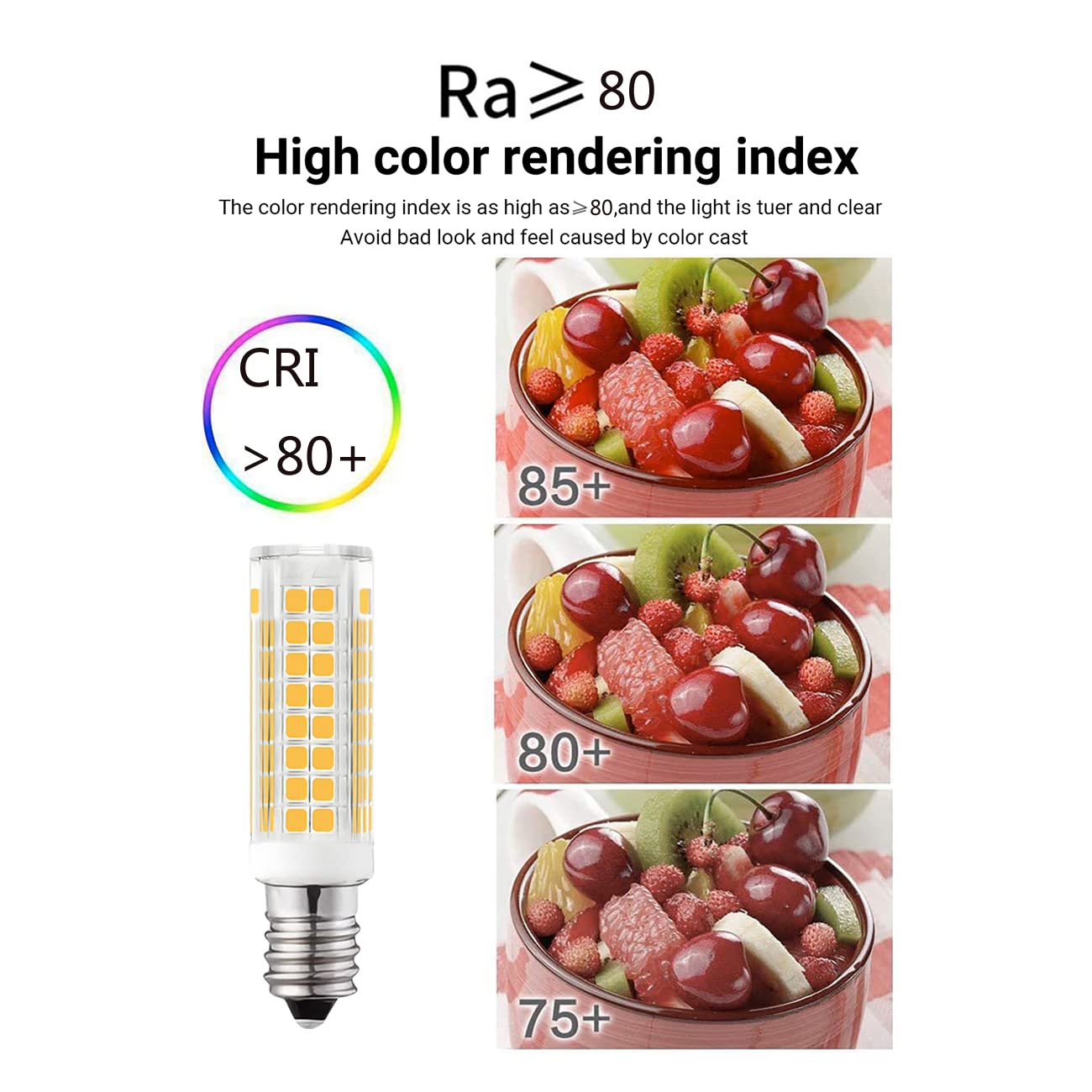 Huimeiia 2Pcs E14 Base Led E14 European Base Bulb 7W Equivalent 70W Incandescent Bulb Ac110-130V For Cooker Hood Daylight White