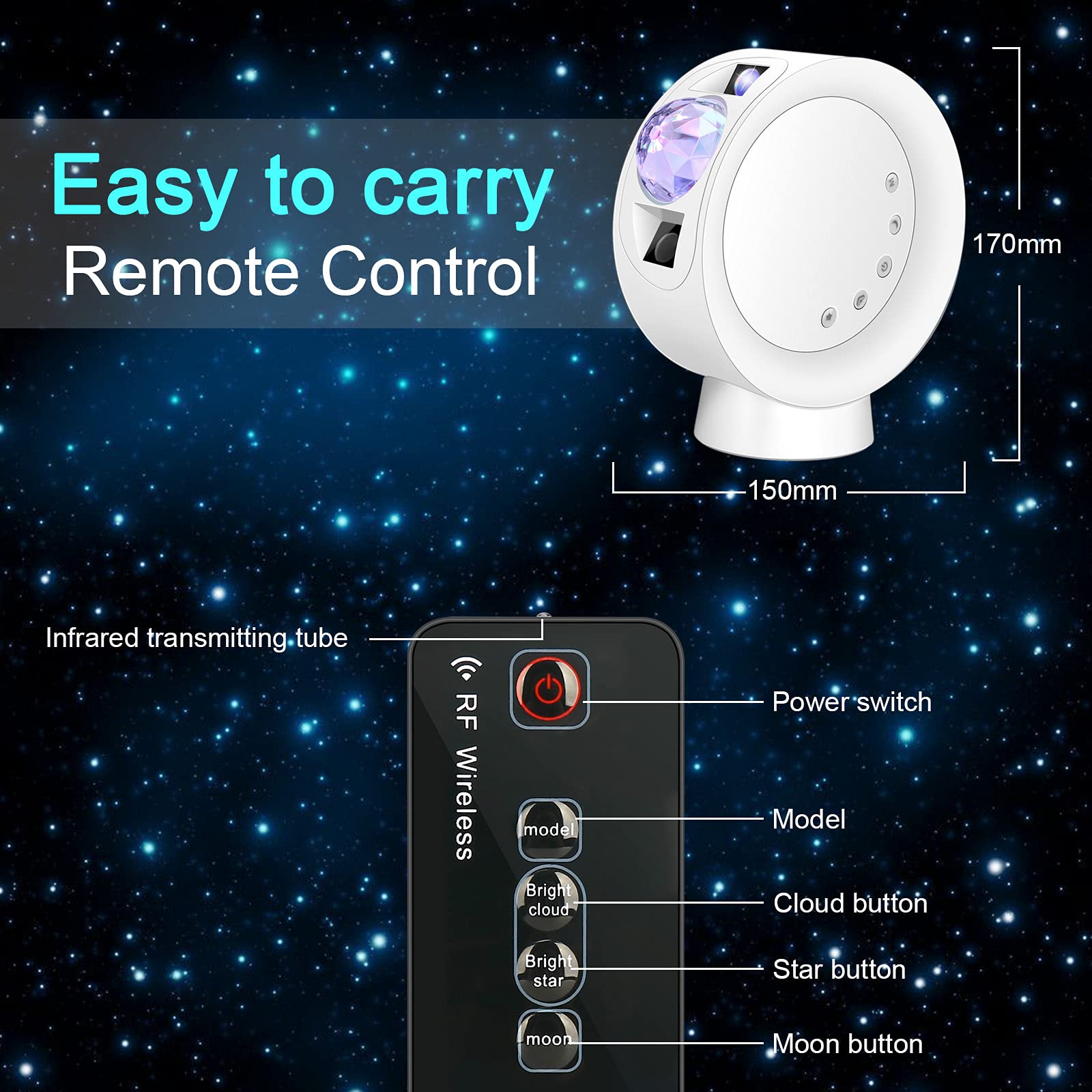 Litenergy Led Sky Projector Light, Galaxy Lighting, Nebula Star Night Lamp With Base And Remote Control For Gaming Room, Home Th