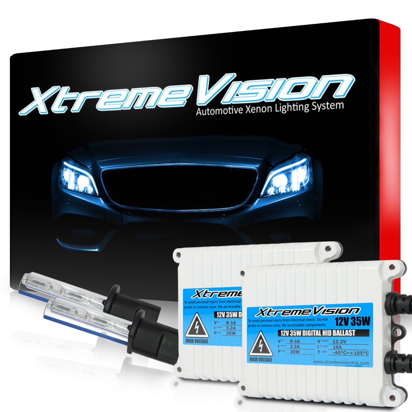Xtremevision H1 6K 35W Ac Xenon Bundle - Slim Ac Ballast - 6000K Light Blue - 1 Pair