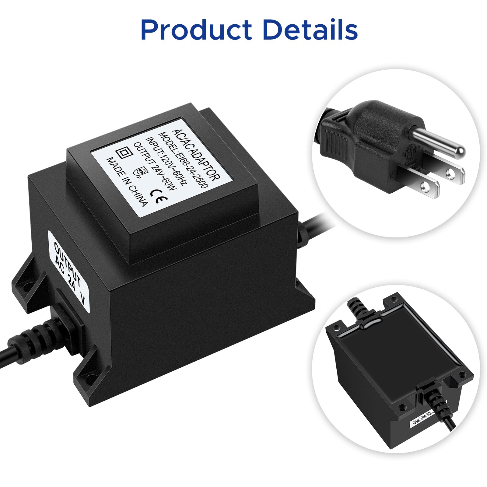 Karyoosi Outdoor Low Voltage Transformer 110/120V Ac To Ac 24V 2.5A 60W, Low Voltage Landscape Transformer, Power Supply Waterpr