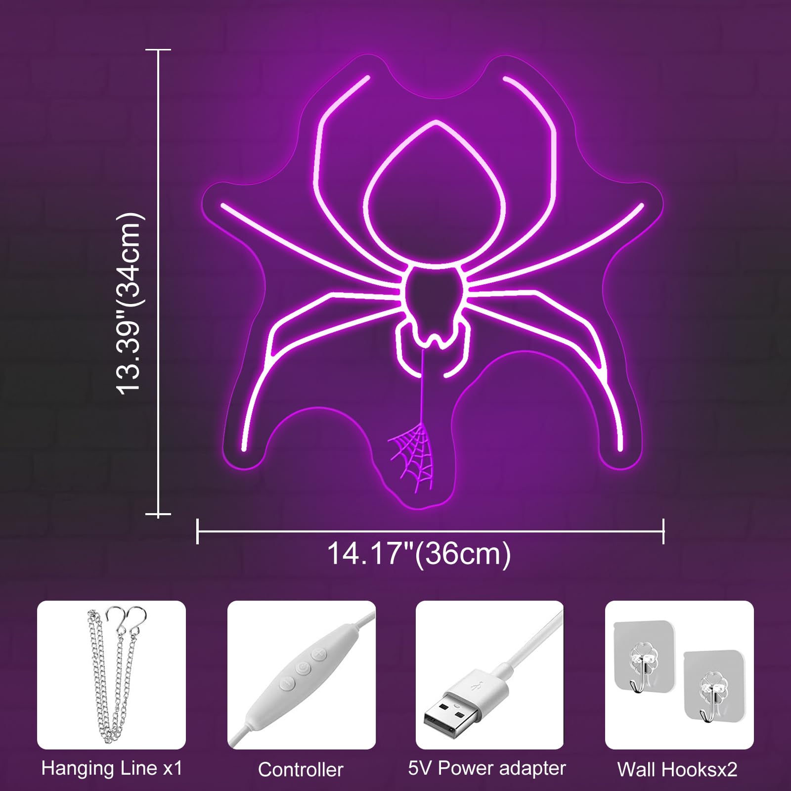 Spider Neon Sign  Halloween Animal Neon Sign  Spooky Halloween Decor Wall  Led Spider Neon Lights For Room Game Kids Room Man Cave Party Decor Gift Birthday Party Supply Bar
