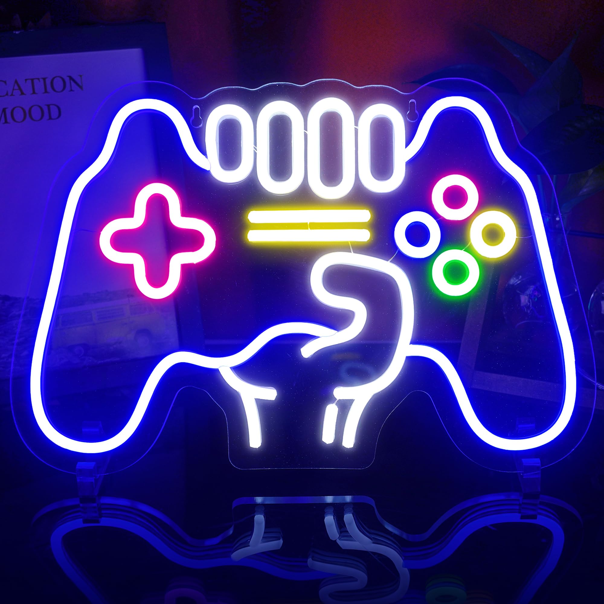 HancraStore Gamer Neon Sign - Controller Shape, Dimmable Wall Decor - Silicone, Gamer Neon Sign, Model HancraStore-117