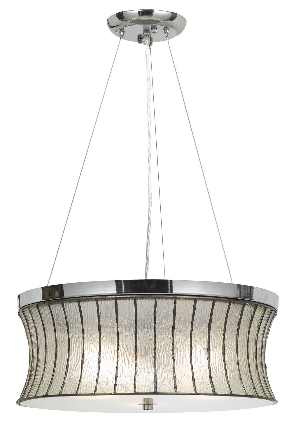Cal Lighting Fx-3546/1P Transitional Three Light Pendant From Pendant Collection In Pewter, Nickel, Silver Finish, 18.00 Inches