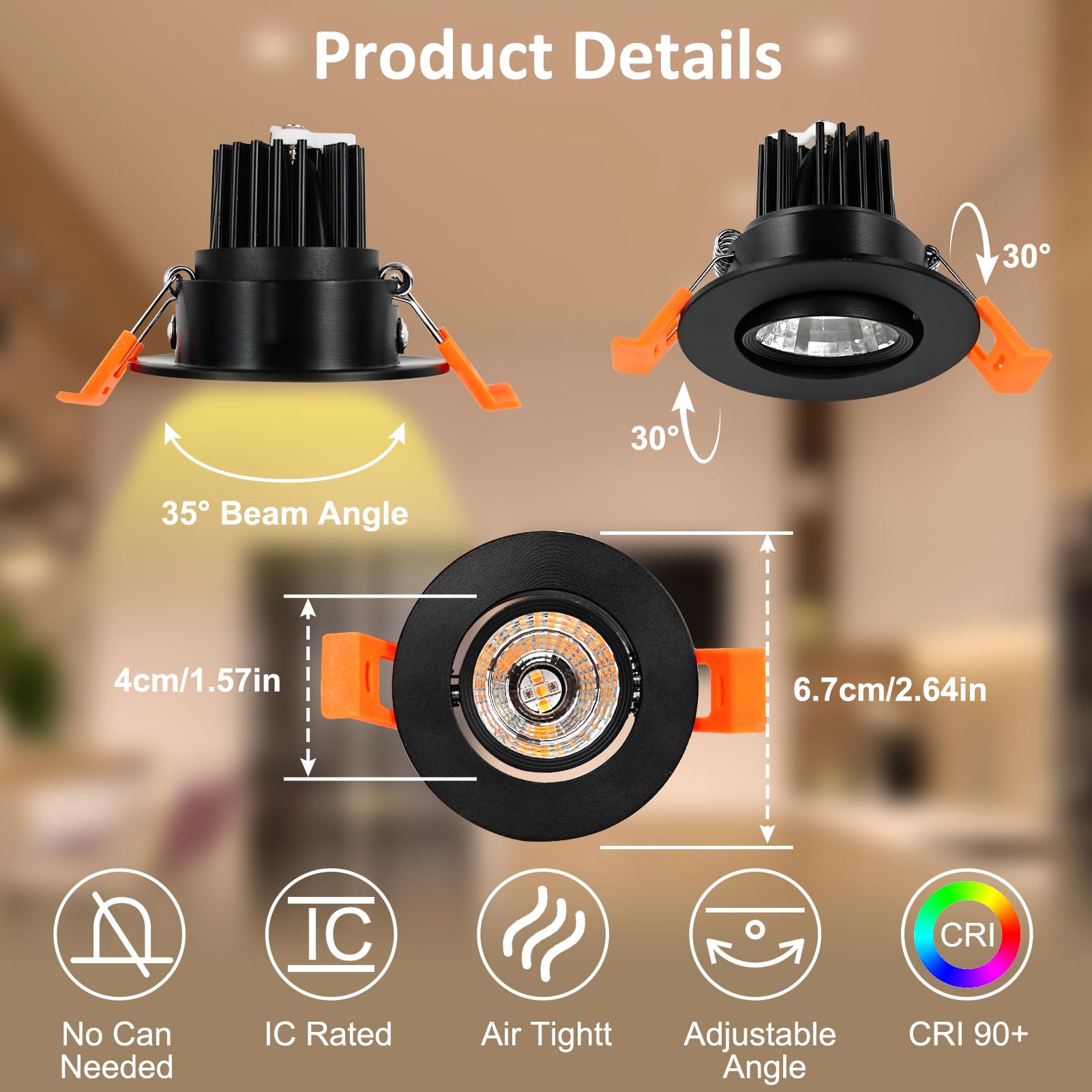 Smart Wifi 2 Inch Black Led Downlight  5W 120V Rgbcw Color Changing Recessed Lighting  Dimmable Cob 2700K-5000K  Compatible With Alexa/Google  Led Can Light With Driver  12 Pack