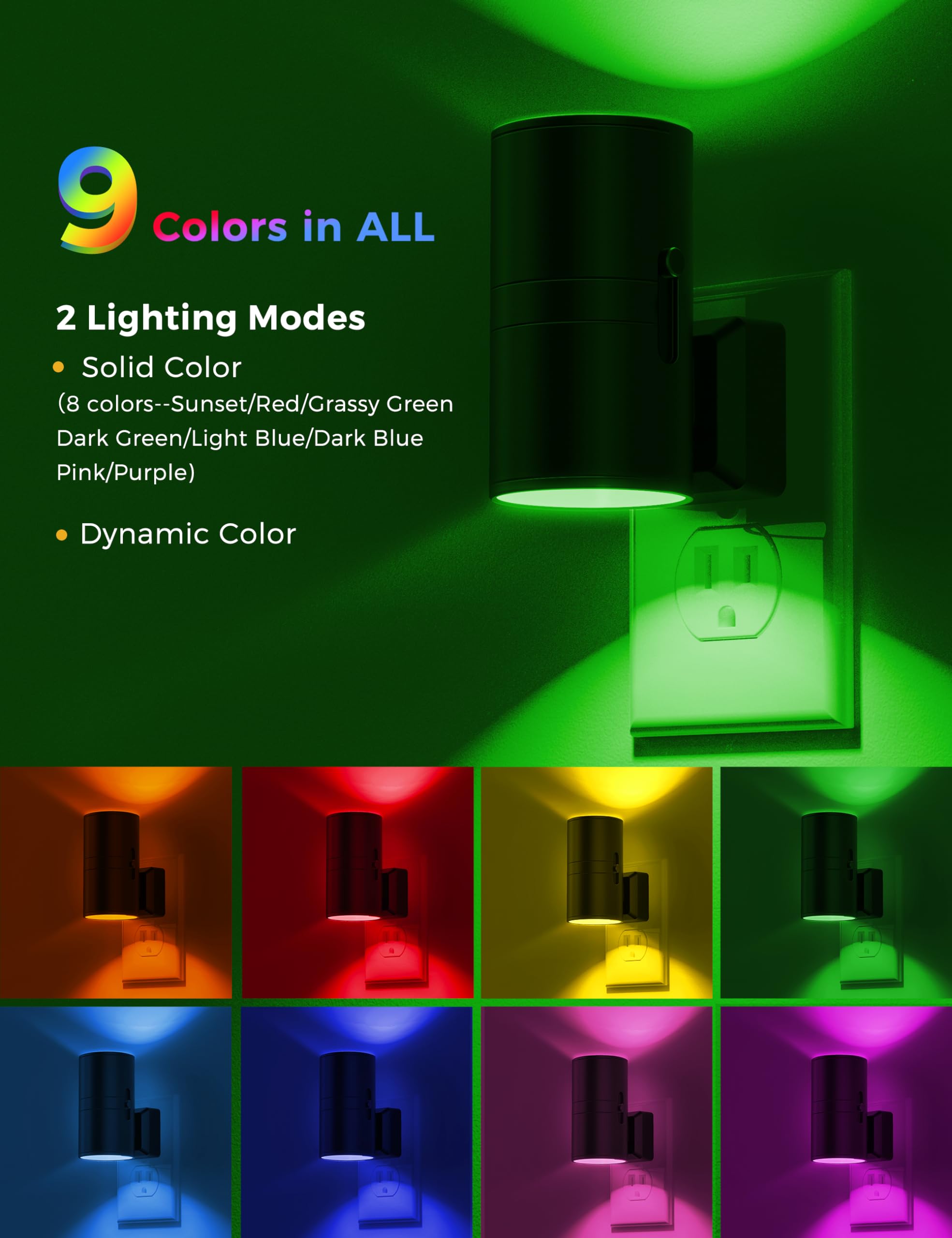 L Lohas Led Night Light, Night Lights Plug Into Wall, Color Changing Nightlight Rgb With Light Sensor, Home Decor For Kids Gifts