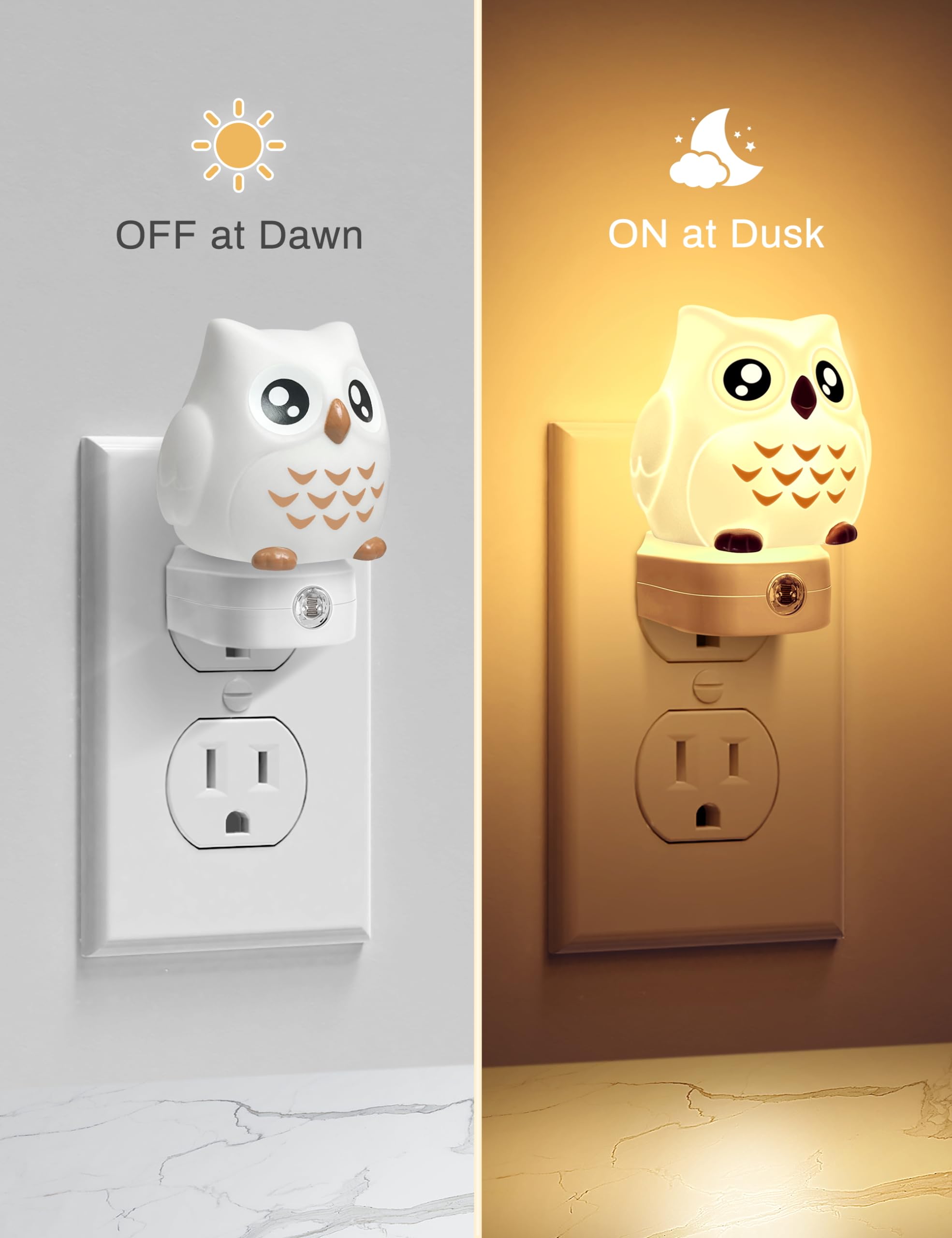 DORESshop Owl Night Light, 8-Color LED, Dusk to Dawn Sensor, 1 Pack, Plastic, Model CA-GY10109OWN, Owl-RGB
