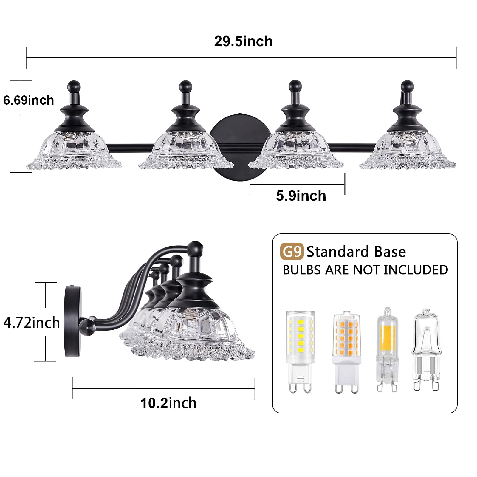 Xiedun Black Bathroom 29.7'' Vanity Light Farmhouse Vanity Lights Vanity Lighting Fixtures