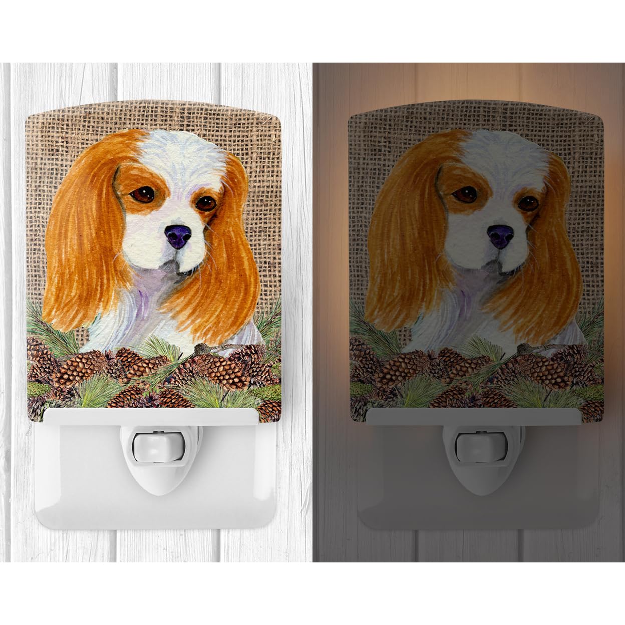 Carolines Treasures Ceramic Night Light, Cavalier Spaniel, 6x4x3in, Model SS4107CNL, Ideal for Bedroom, Bathroom, Nursery, Multicolor