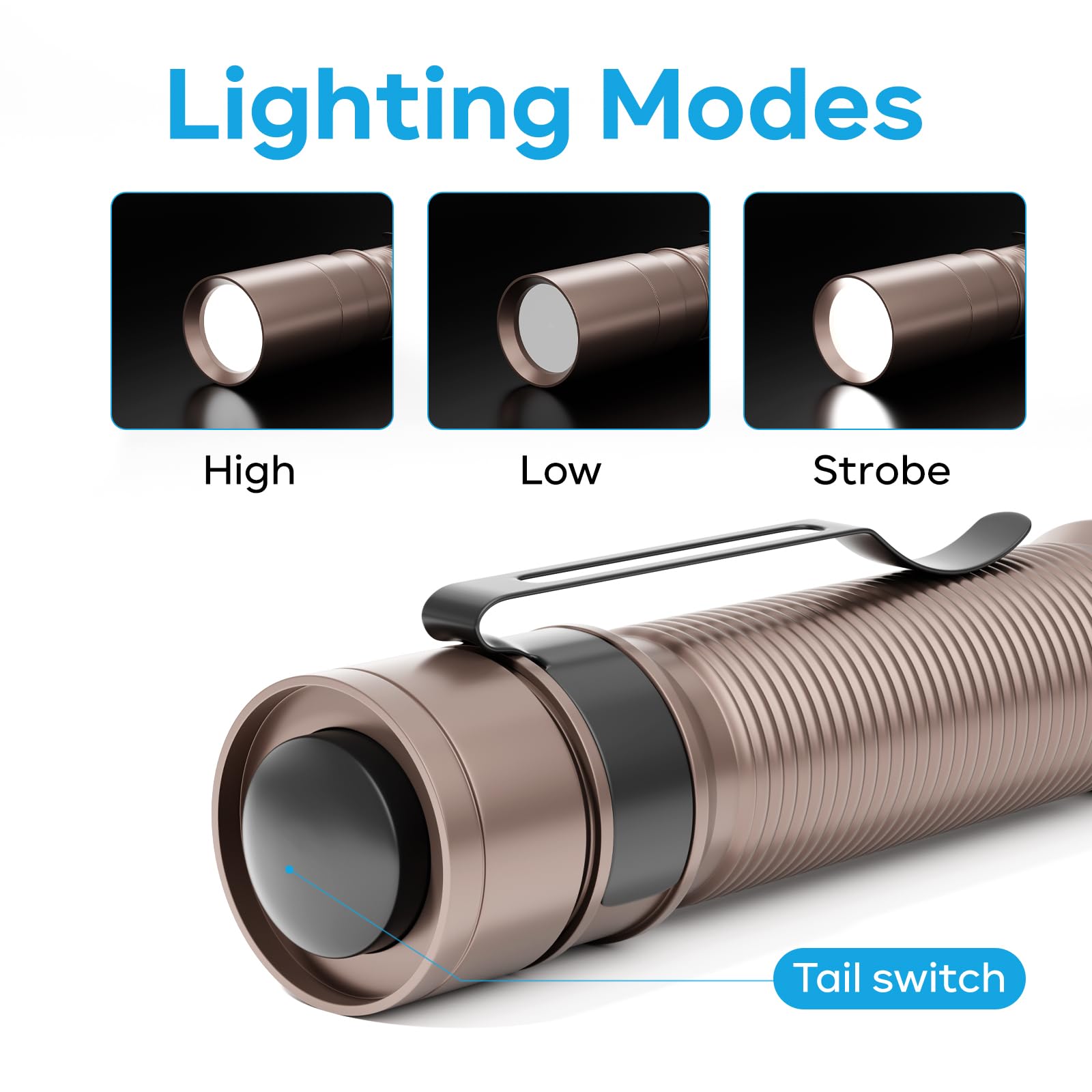 Euarder Small Flashlight, Mini Flashlight, Super Bright Pocket Pen Light, 3 Modes, High Lumen Ultra-Compact Powerful Led Flashli