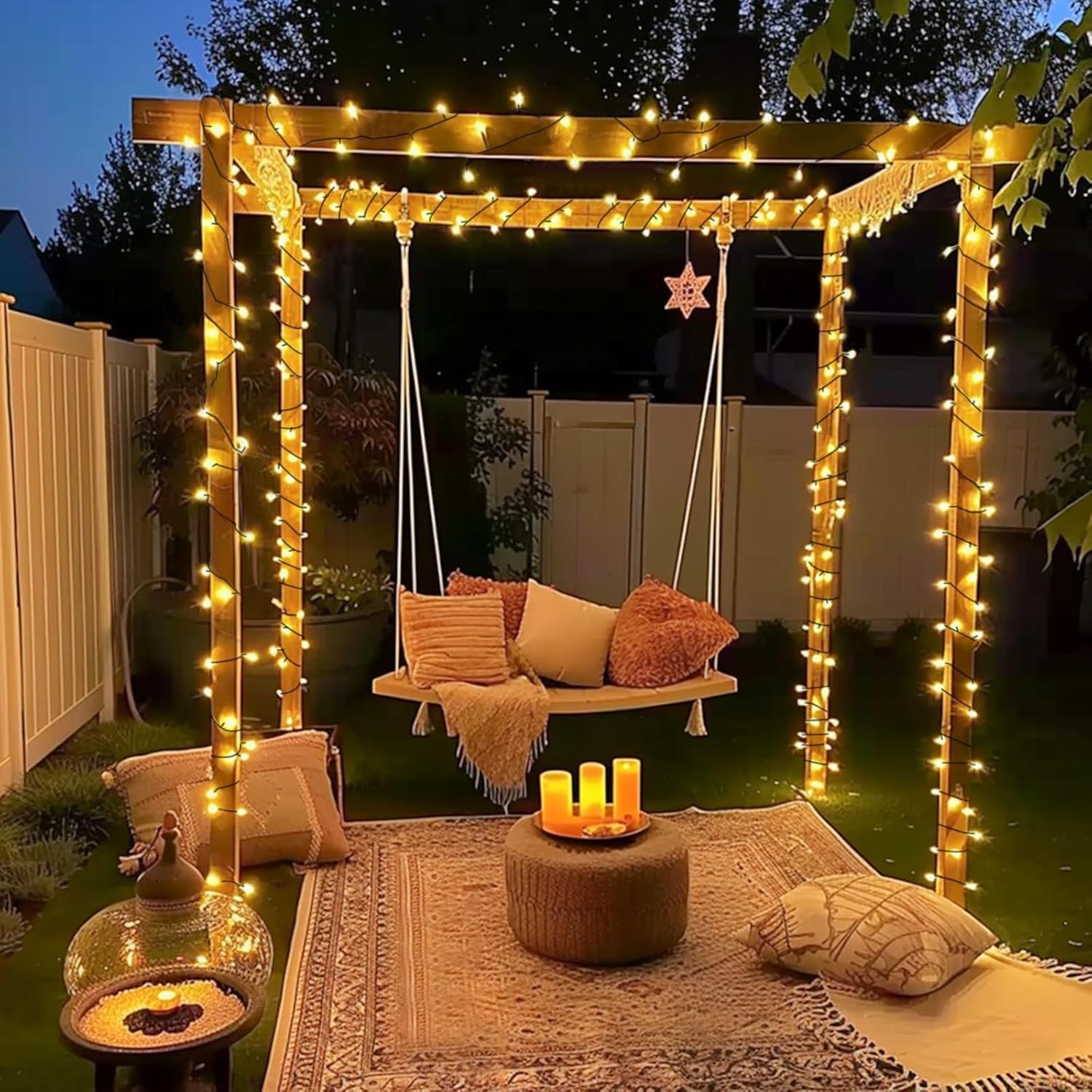 JMEXSUSS 500 LED Christmas Lights, Waterproof String Lights, 173ft, Warm White, Green Wire, Model EXS-S-0500