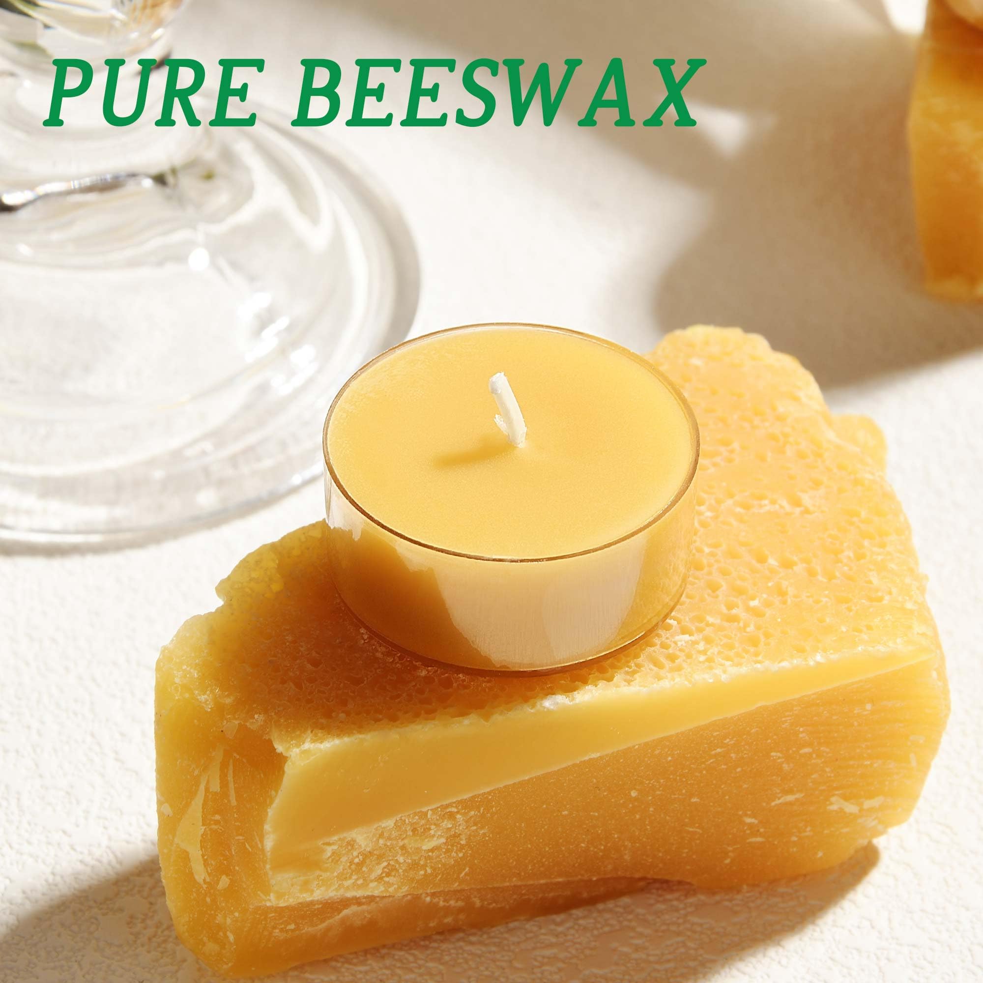 Beeswax Tealight Candles, Tea Lights Candles 12 Pack 4 Hours Of Each, Natural Beeswax Tealights For Home Decor & Ambiance, Long-Lasting & Eco-Friendly