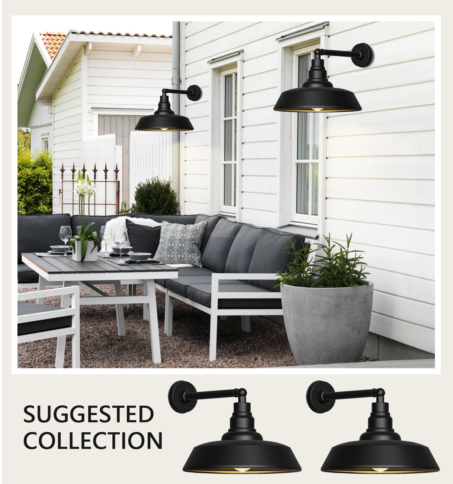 Franing 18" Gooseneck Barn Light - Black Metal Outdoor Fixture, Rust-Resistant, Model 8083, Ideal for Farmhouse Garage and Patio
