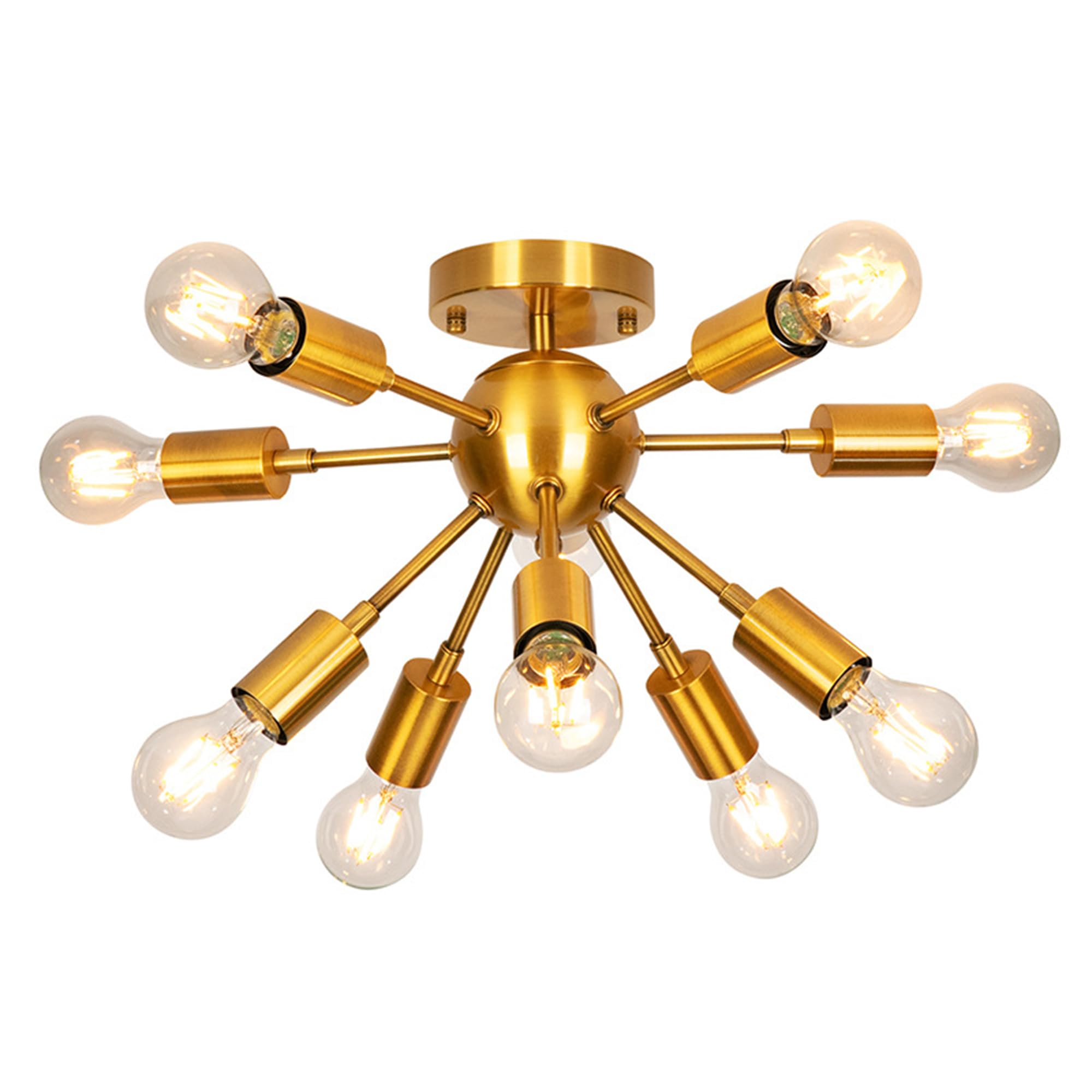 Zonstore Mid-Century Sputnik Chandeliers 9-Lights Modern Semi Flush Mount Ceiling Light Fixture Industrial Chandelier for Dining Room  Living Room  Kitchen  Bedroom and Hallway