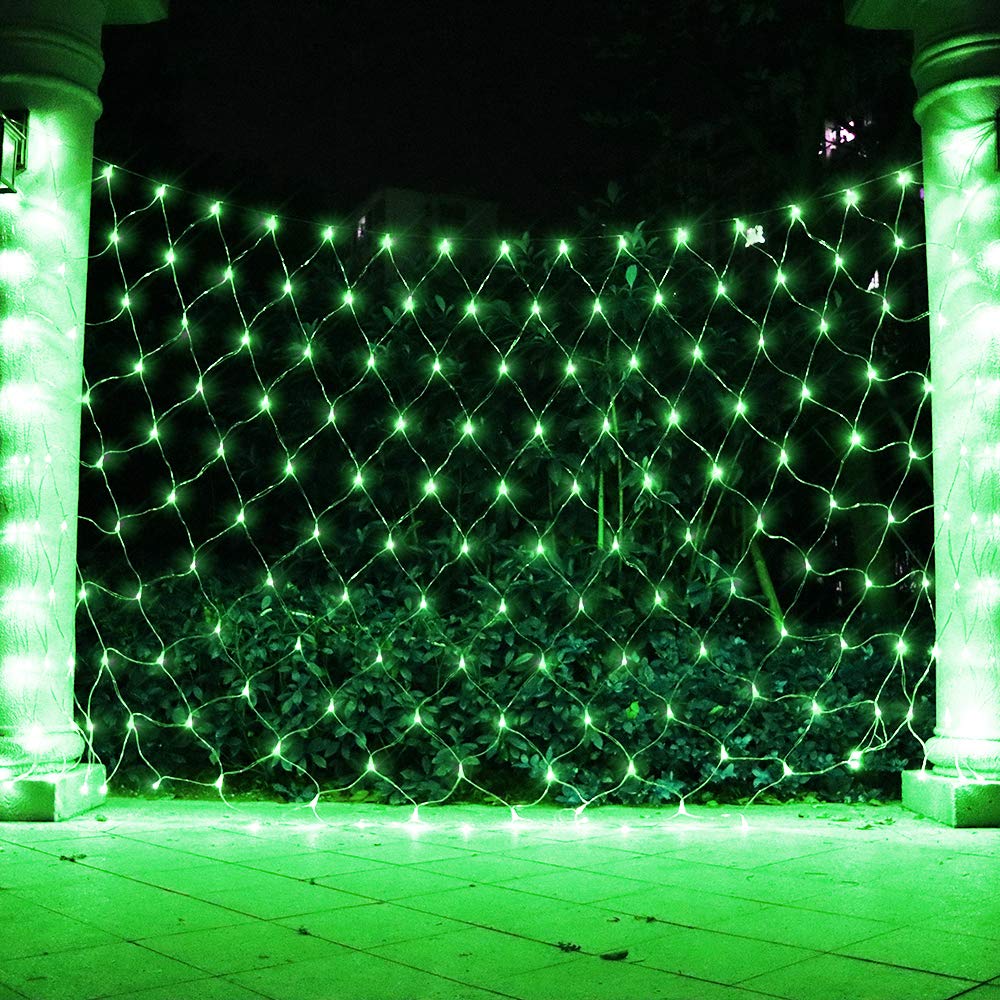 Vicila Net Light Outdoor Mesh Christmas Decorations  100Led String Light Plug In Connectable Tree Warp Hanging 5Ft X 5Ft For Halloween  Shrubs  Lawn  Backyard  Walkway  Bushes  Garden Decor-Green