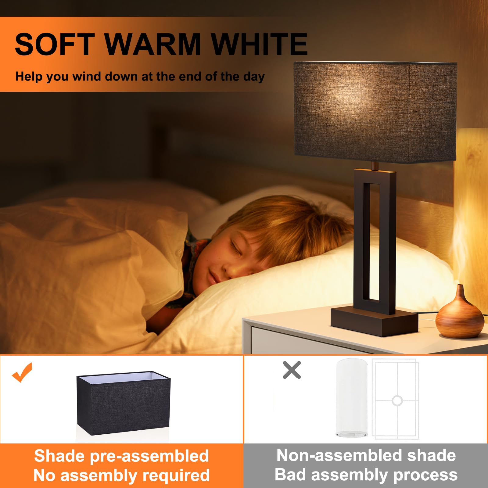 Nightstand Table Lamps For Bedrooms Set Of 2 - Touch Bedside Lamp With Usb C+A, 3 Way Dimmable Living Room Lamps For End Tables