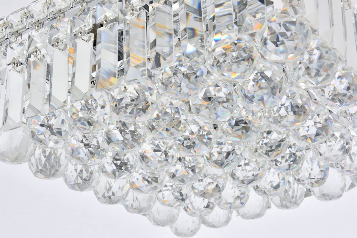 Elegant Lighting 2032F14C/RC 5-Light Crystal Chandelier, Chrome Finish, Flush Mount, Clear Crystals