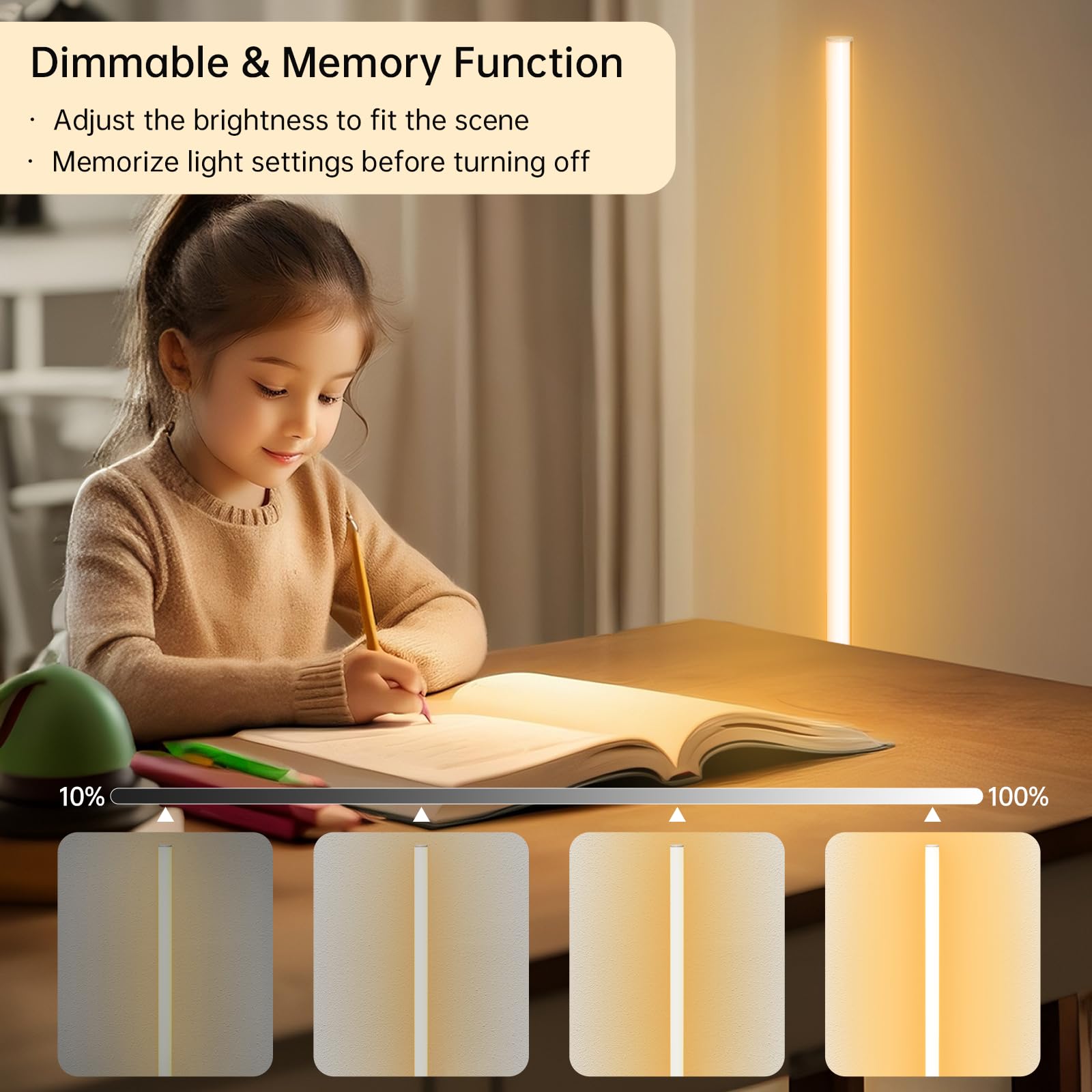 Marlrin Minimalist Corner Floor Lamp 2700K-6500K Dimmable With Remote Control 57.8'' Height Metal Slim Ambient Standing Led Ligh