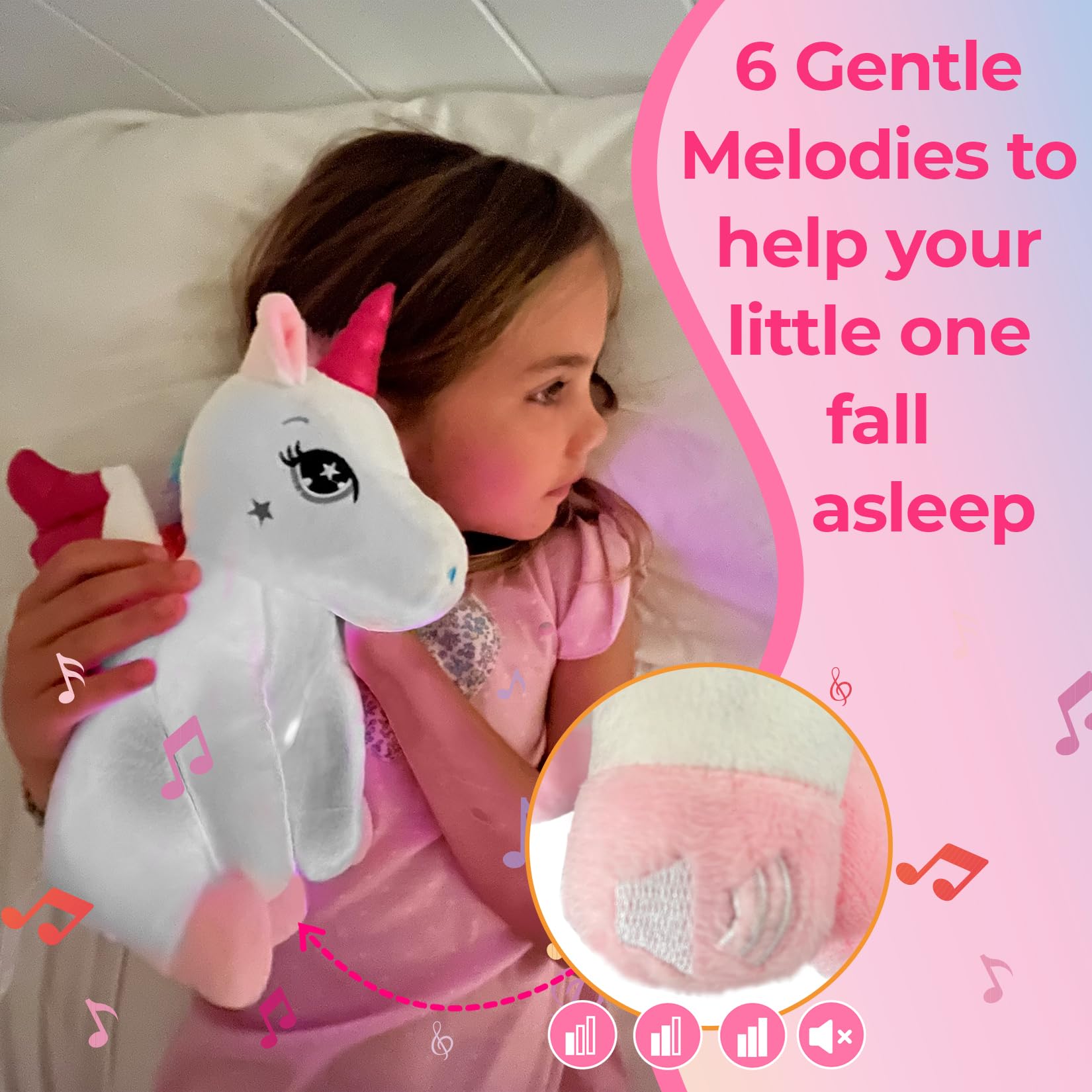 Unicorn Light Up Cutie, Musical Stuffed Animal & Night Light - Projector Plush Illuminating Stars & Cute Unicorns on The Wall -