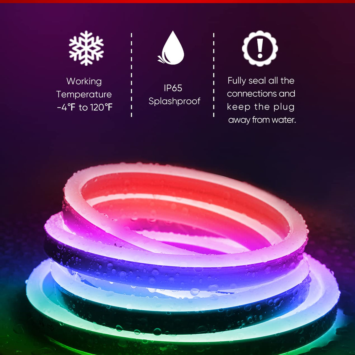 Shine Decor LED RGB Neon Rope Lights AC 120V, Expandable & Cuttable ...