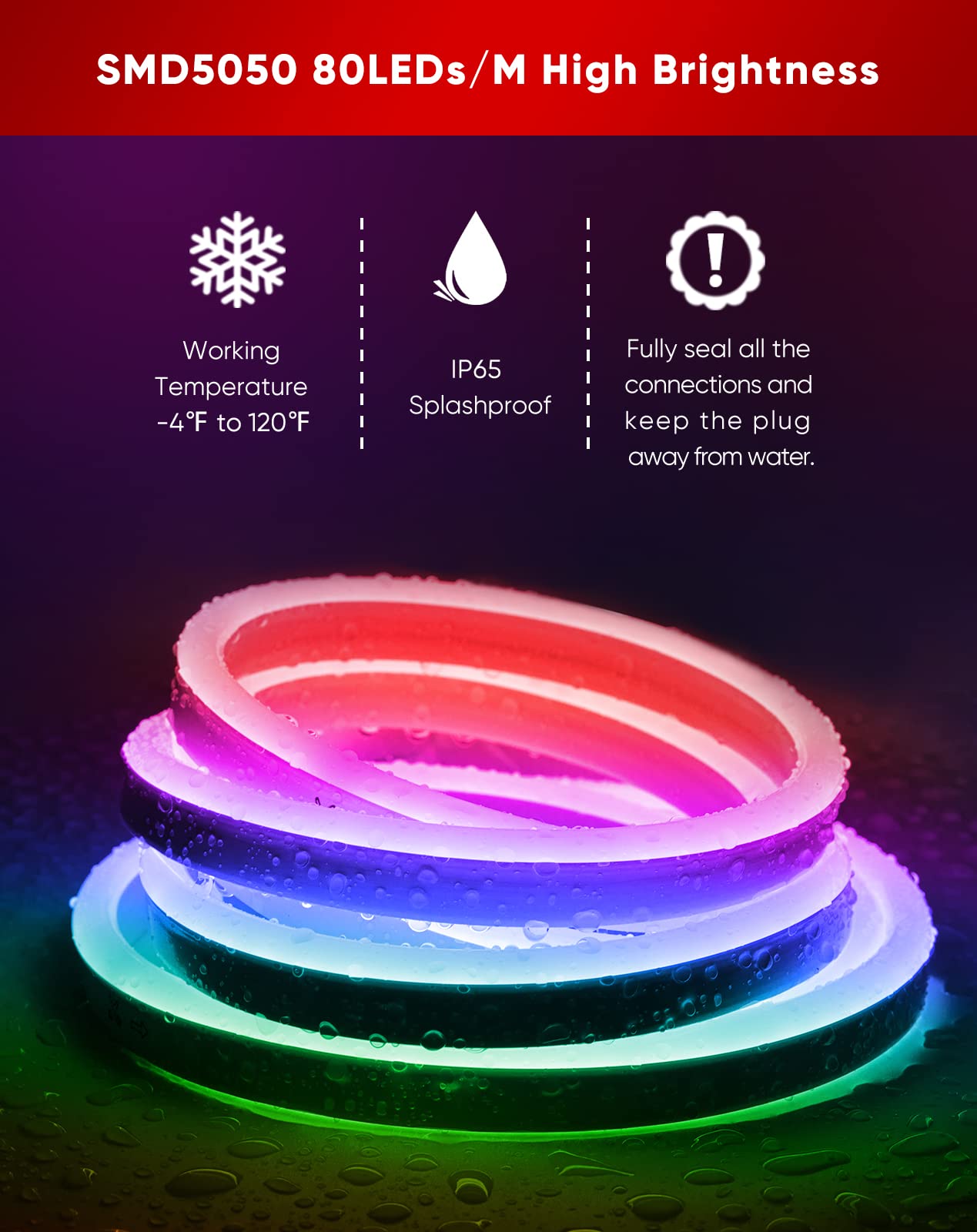 Shine Decor 32.8Ft Led Rgb Neon Rope Lights, Etl-Listed Ac 110-120V Neon Led Strip Lights Smd5050 80Leds/M With Remote, Dimmable Multicolor Change Flexible Neon Rope Lighting Waterproof For In&Outdoor