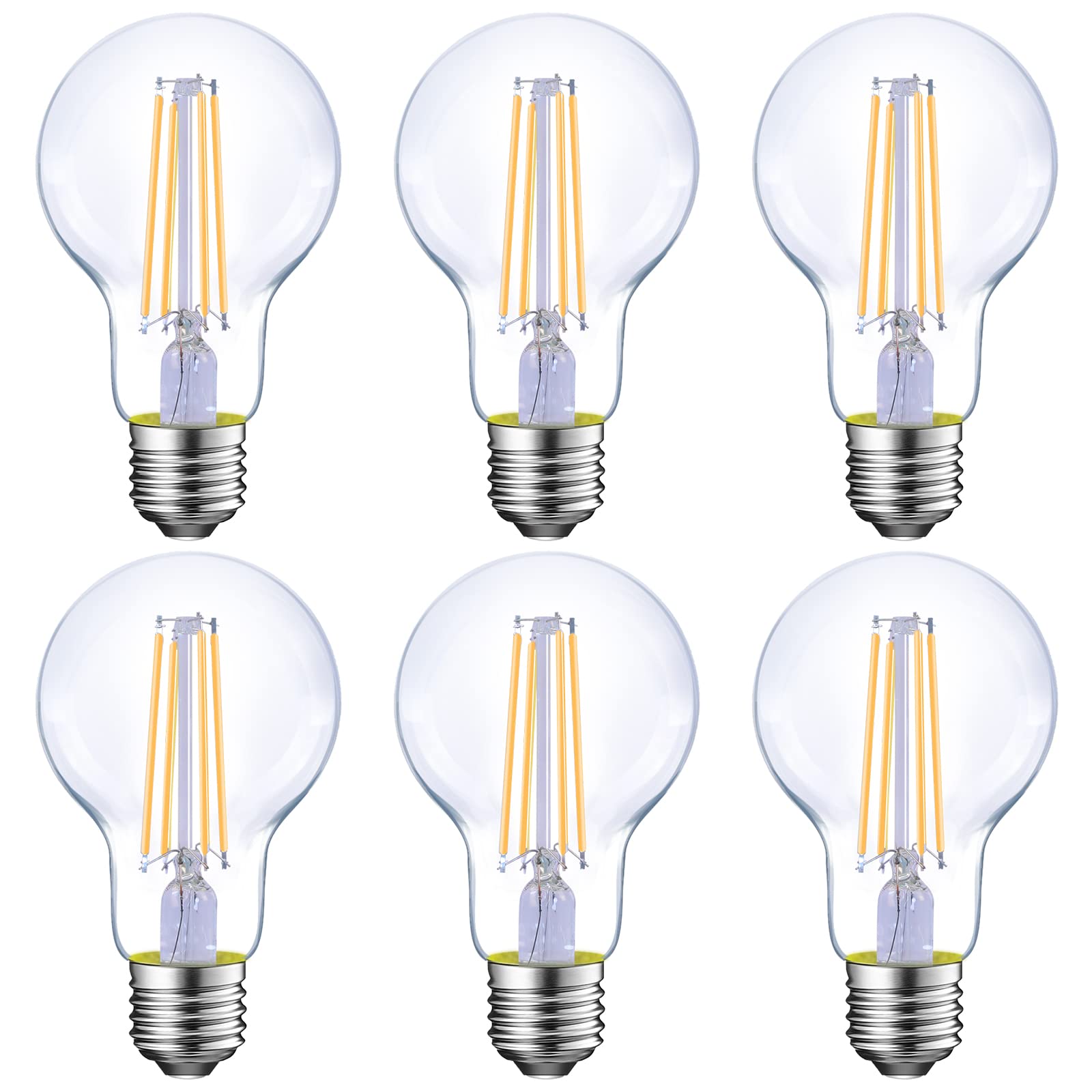 Energetic Dimmable Led Filament Light Bulbs, 8W, 60 Watt Equivalent, Warm White 3000K, Classic Clear Glass, A19 Led Light Bulb,