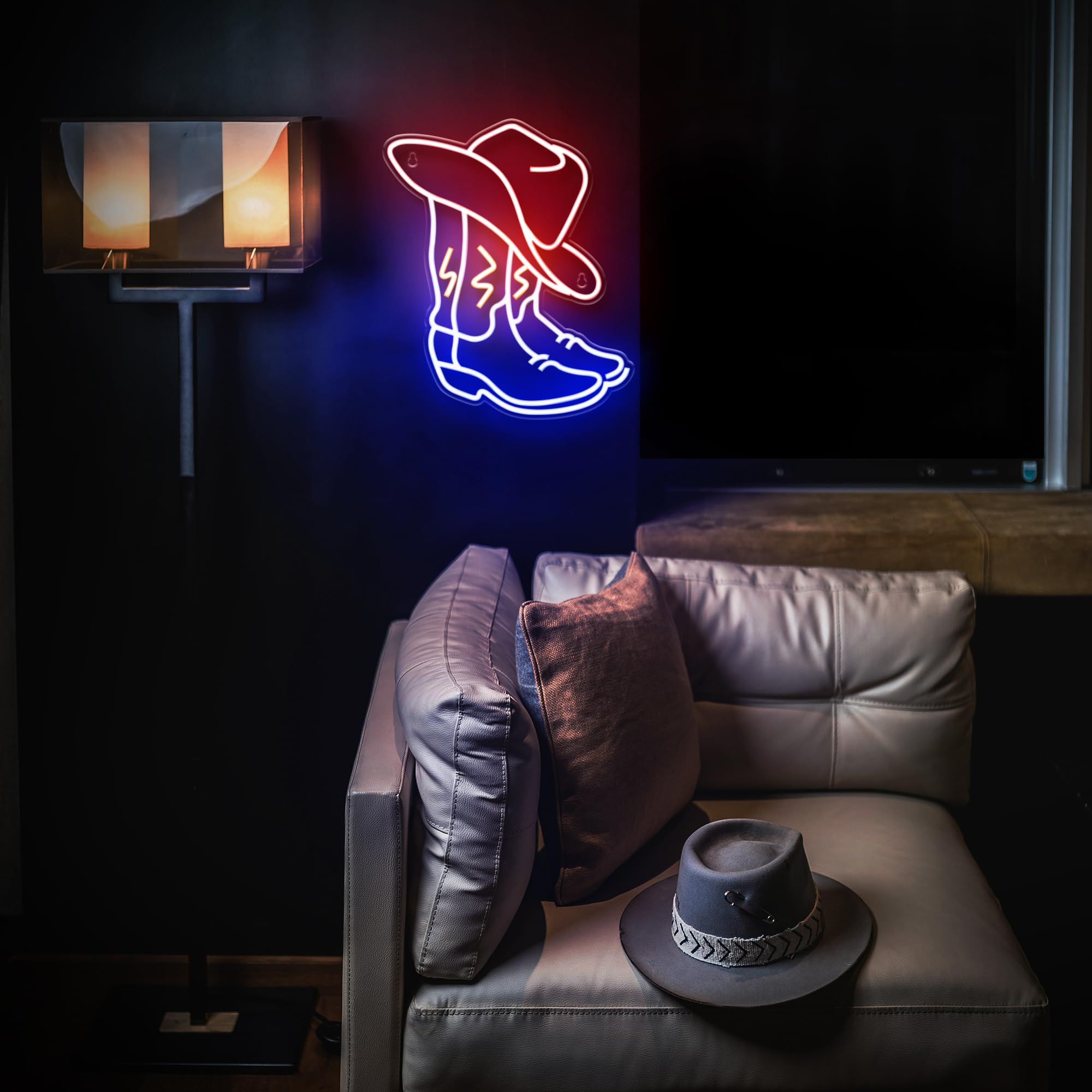 Kavaas Neon Cowboy Boot Sign - 14.6" Wall Decor for Bedroom, Bar, Man Cave - Perfect Gift for Rodeo Enthusiasts