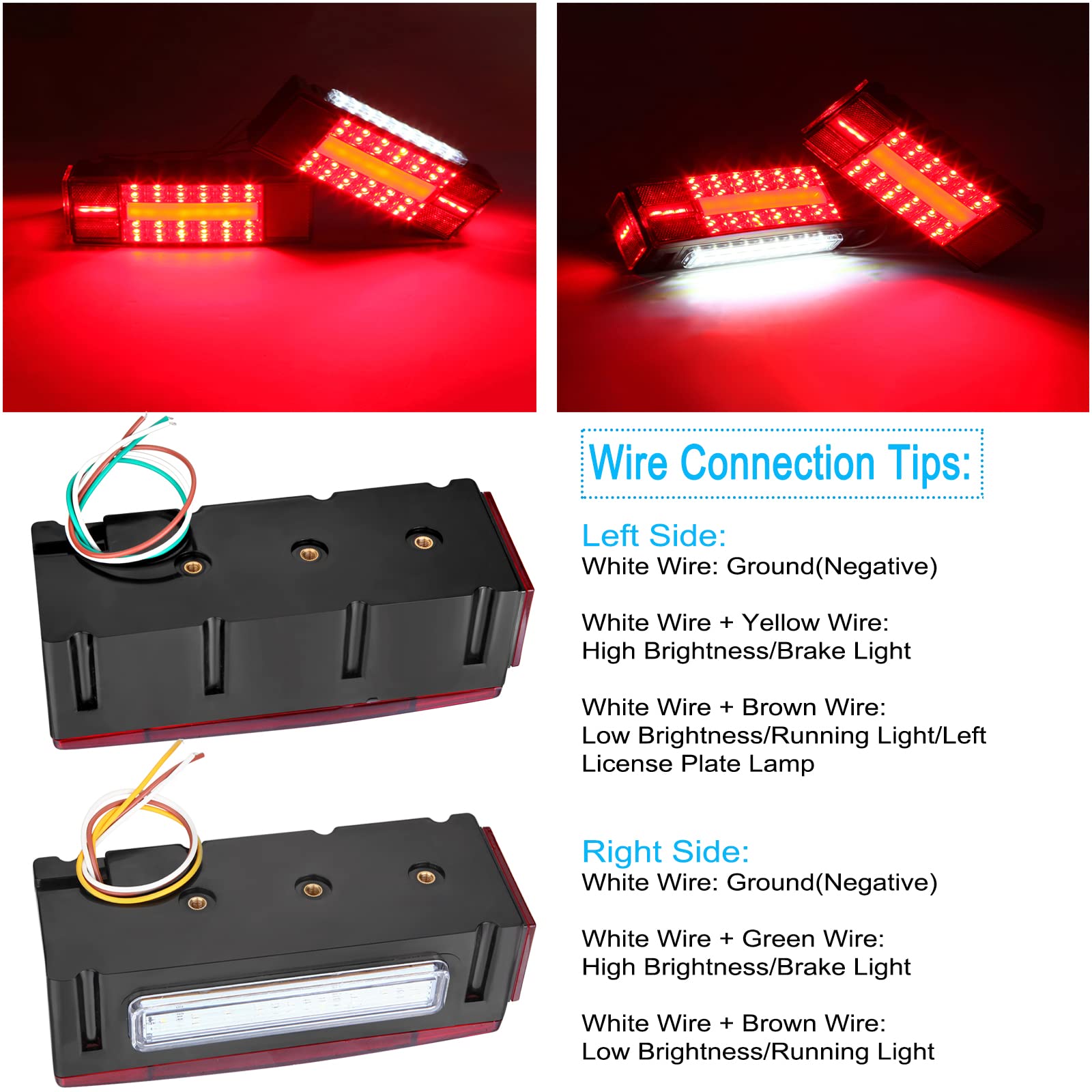 Limicar Trailer Lights, Upgrade Ip68 Halo Glow Trailer Light Kit, Brake Stop Turn Tail License Plate With 25Ft Wiring Harness Ki