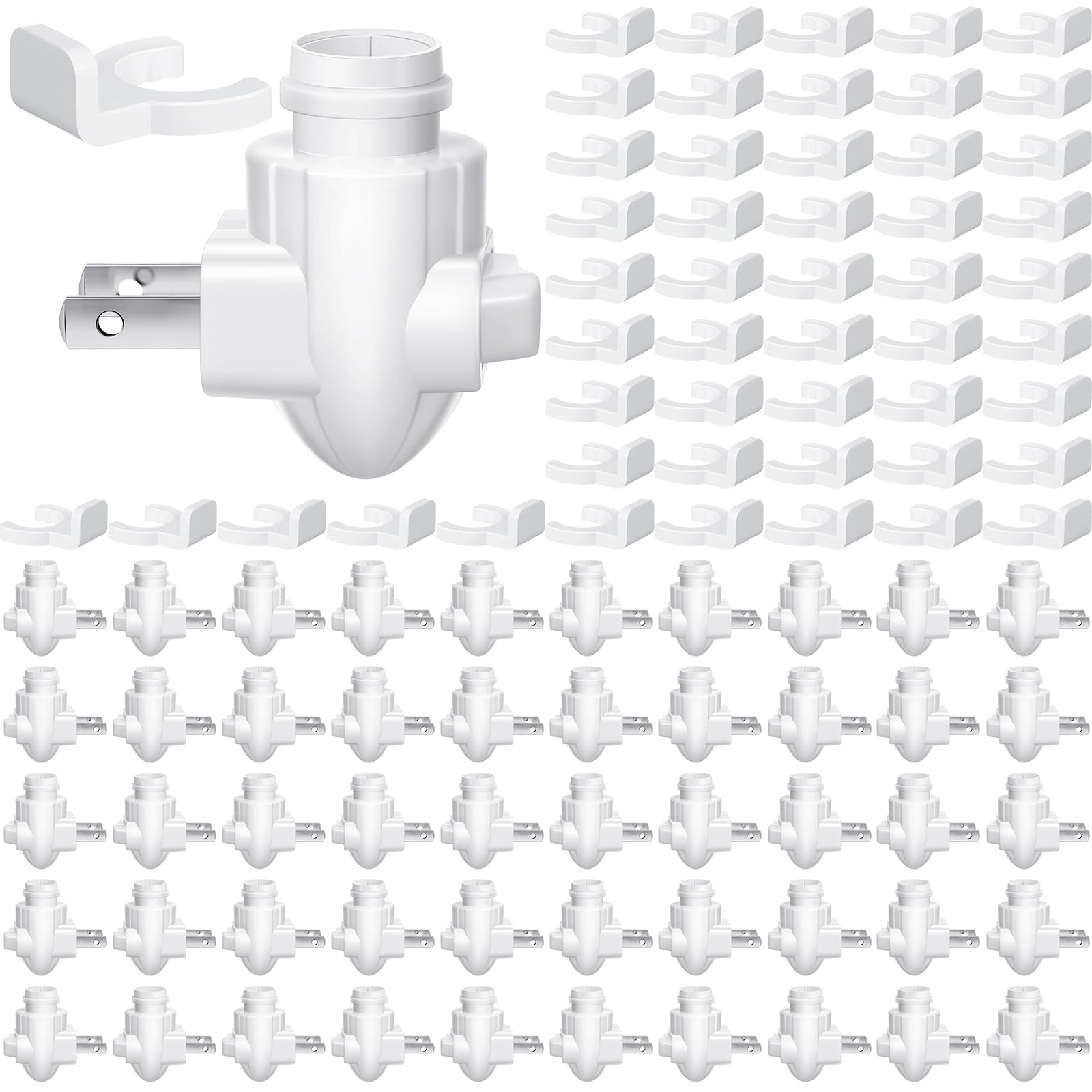 Tuanse 50 Sets Plug in Night Light Module White Night Light Base with Shade Mounting Clip Plastic Lights Rotating Base for Makin