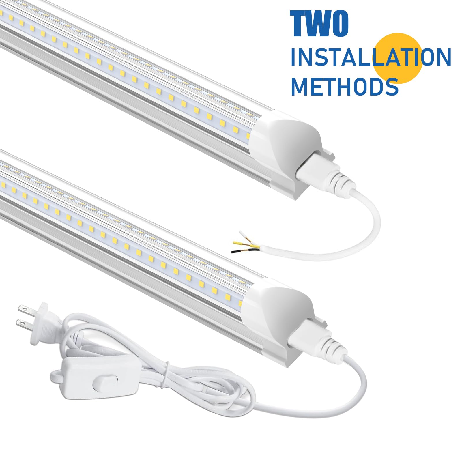 Reisener 2Ft Led Shop Lights, 2 Foot Led Light Fixture For Room Workbench Cabinet Closet, 18W 2400 Lumen, 6000K Cool White, Plug