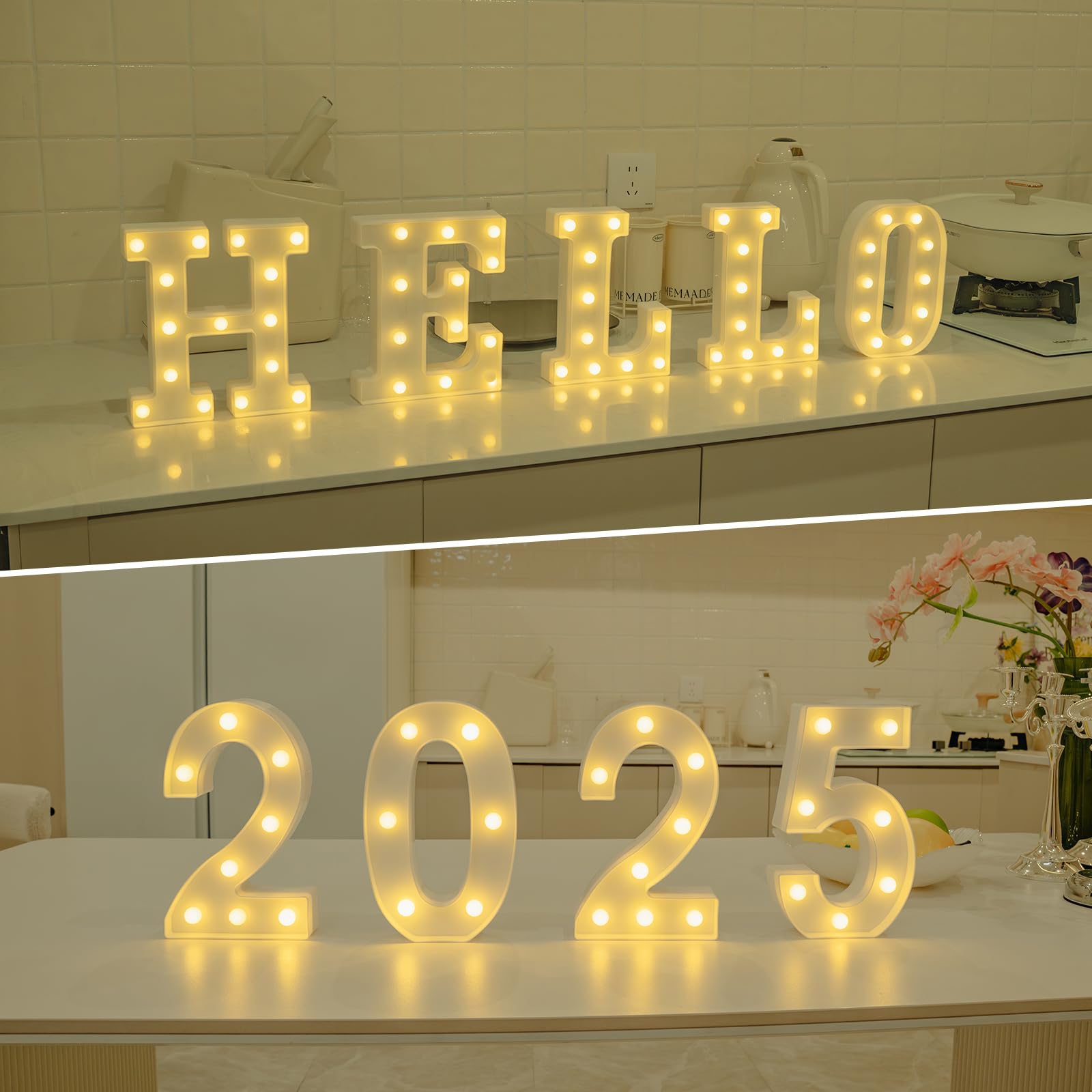 Foaky Rechargeable Led Letter Lights Sign Marquee Light Up Letters Sign For Night Light Wedding/Birthday Party Christmas Lamp Ho
