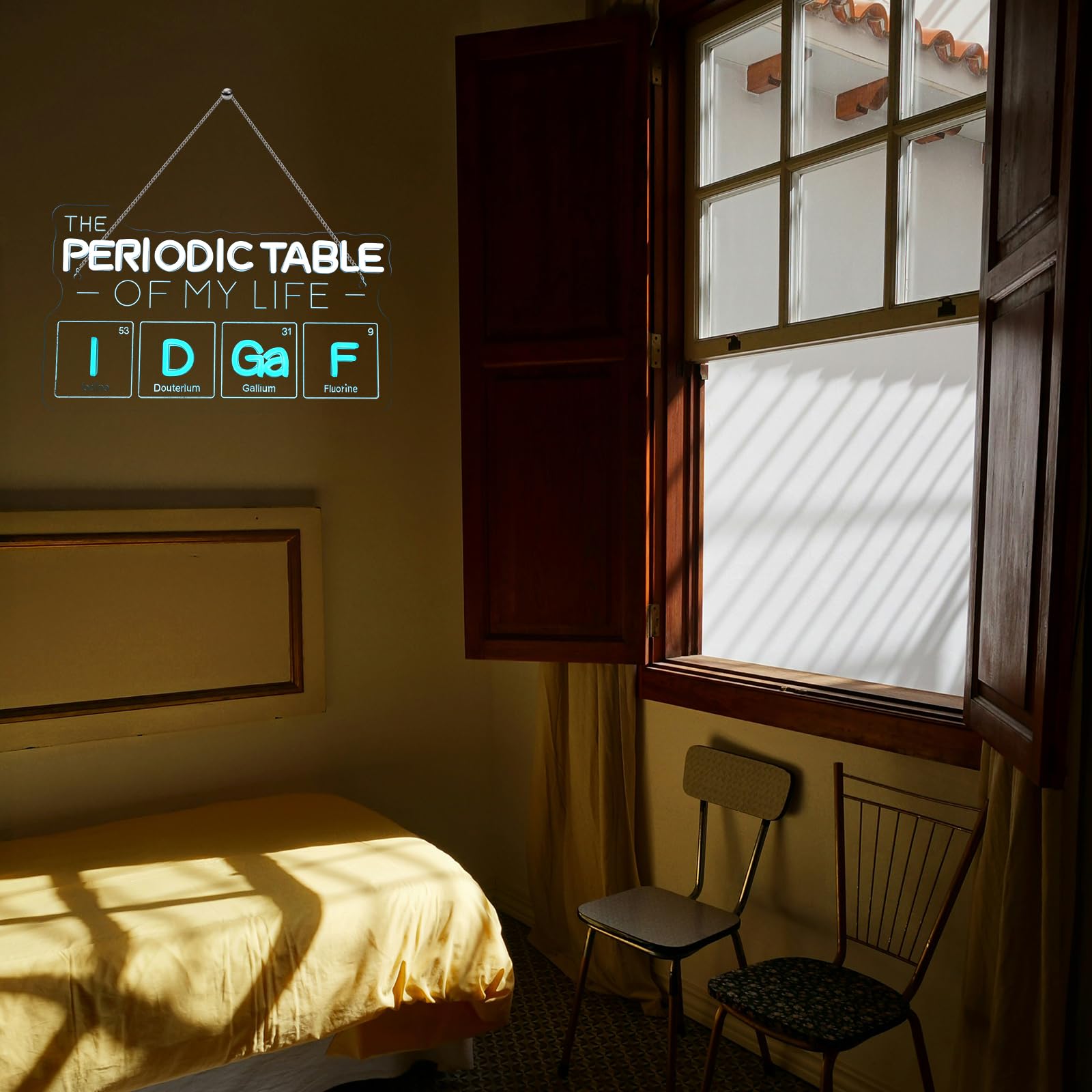 Wanxing Neon Sign - Dimmable Science-Themed Light for Bedroom, 16.5inx7.8in, Periodic Color